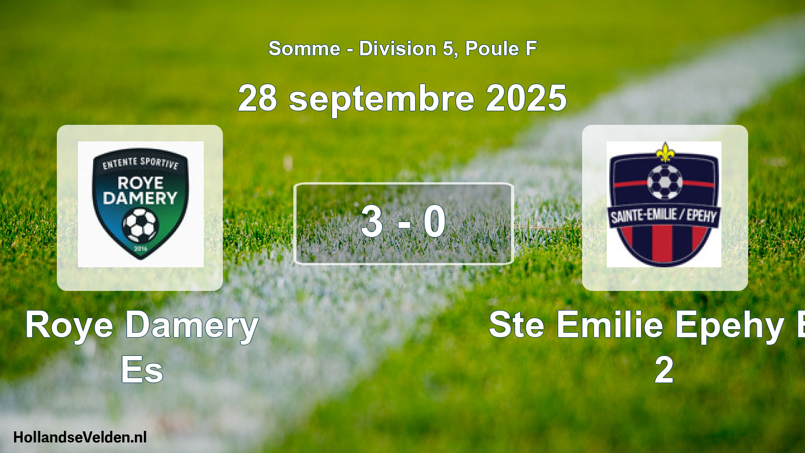 Gespeelde wedstrijd: Roye Damery Es - Ste Emilie Epehy Es 2 3 - 0 (28 september 2025)