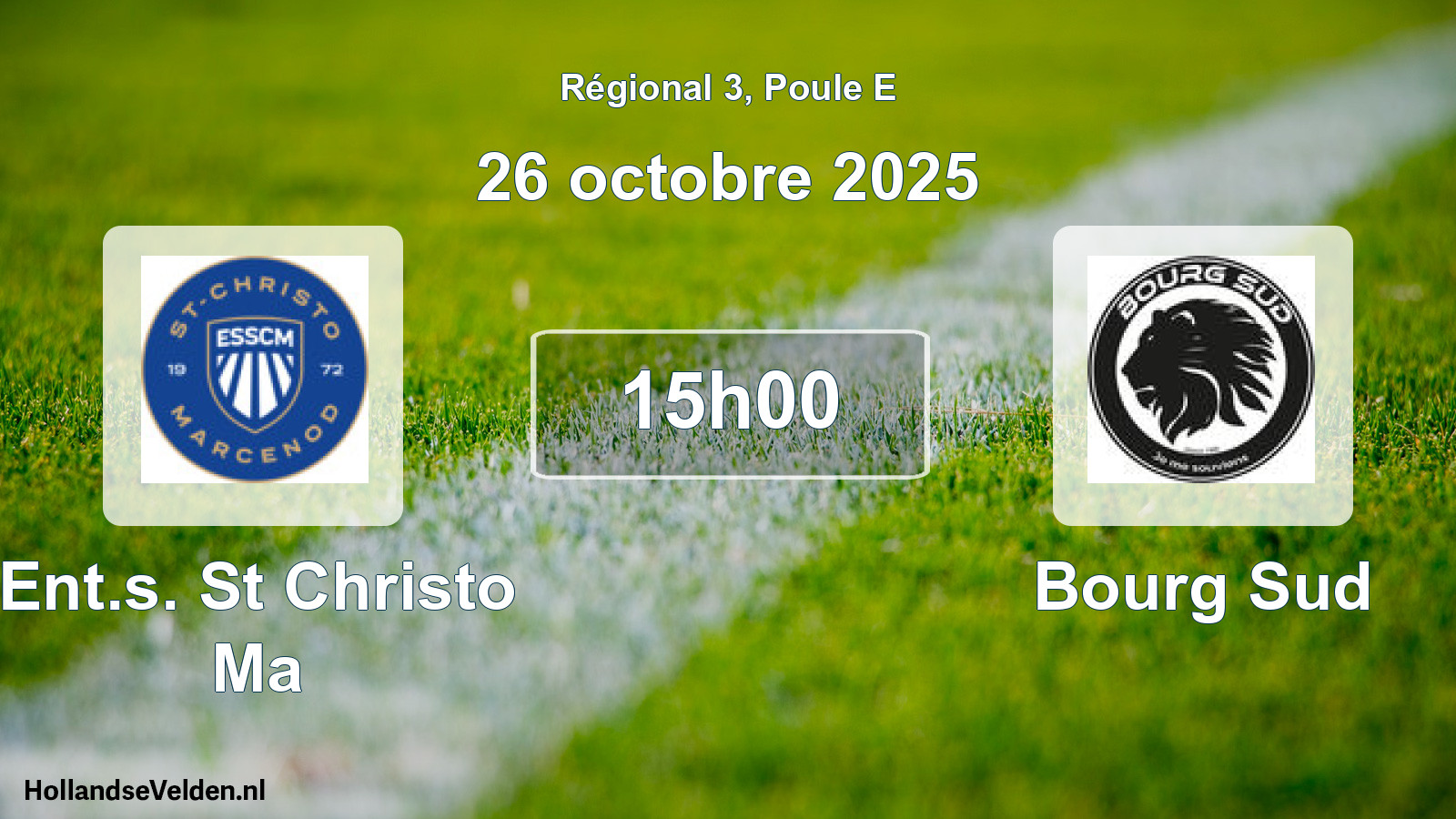 Geplande wedstrijd: Ent.s. St Christo Ma - Bourg Sud (26 oktober 2025)