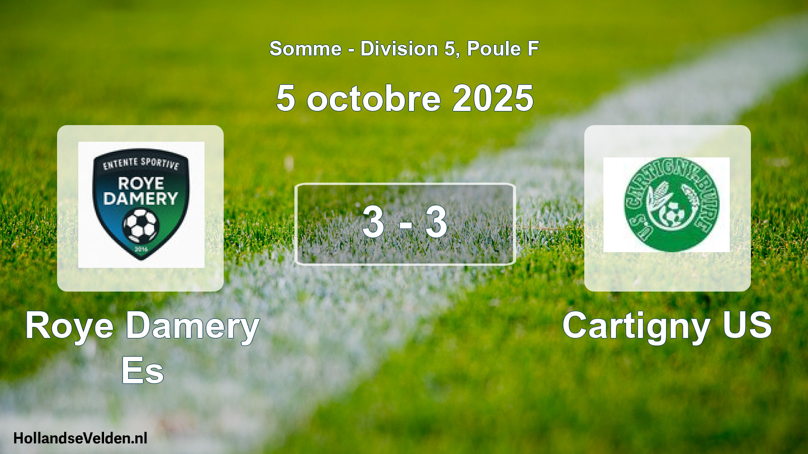 Gespeelde wedstrijd: Roye Damery Es - Cartigny US 3 - 3 (5 oktober 2025)