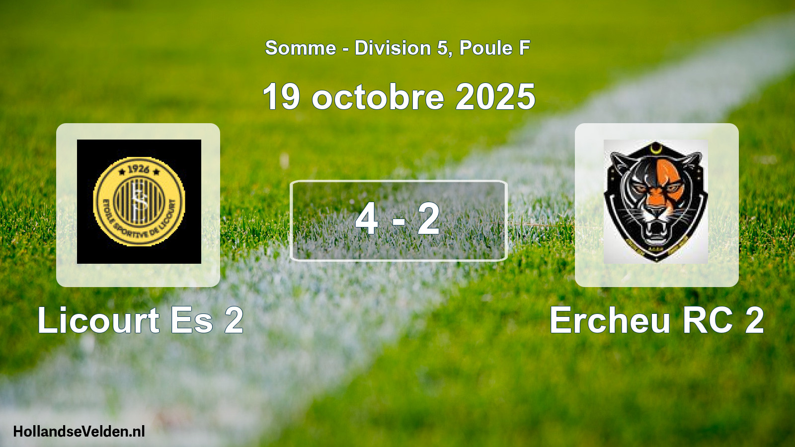 Match joué: Licourt Es 2 - Ercheu RC 2 4 - 2 (19 octobre 2025)