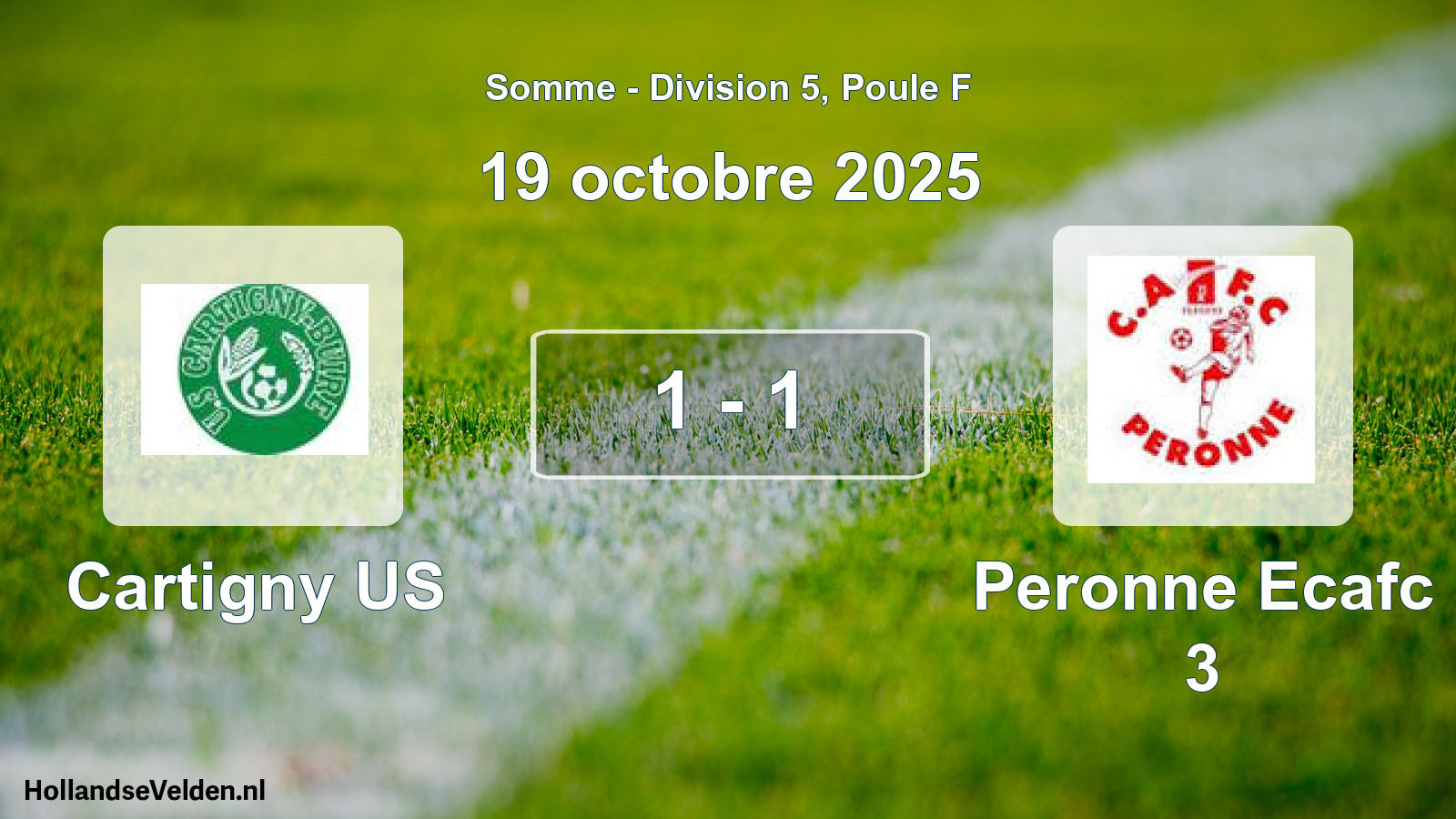 Match joué: Cartigny US - Peronne Ecafc 3 1 - 1 (19 octobre 2025)
