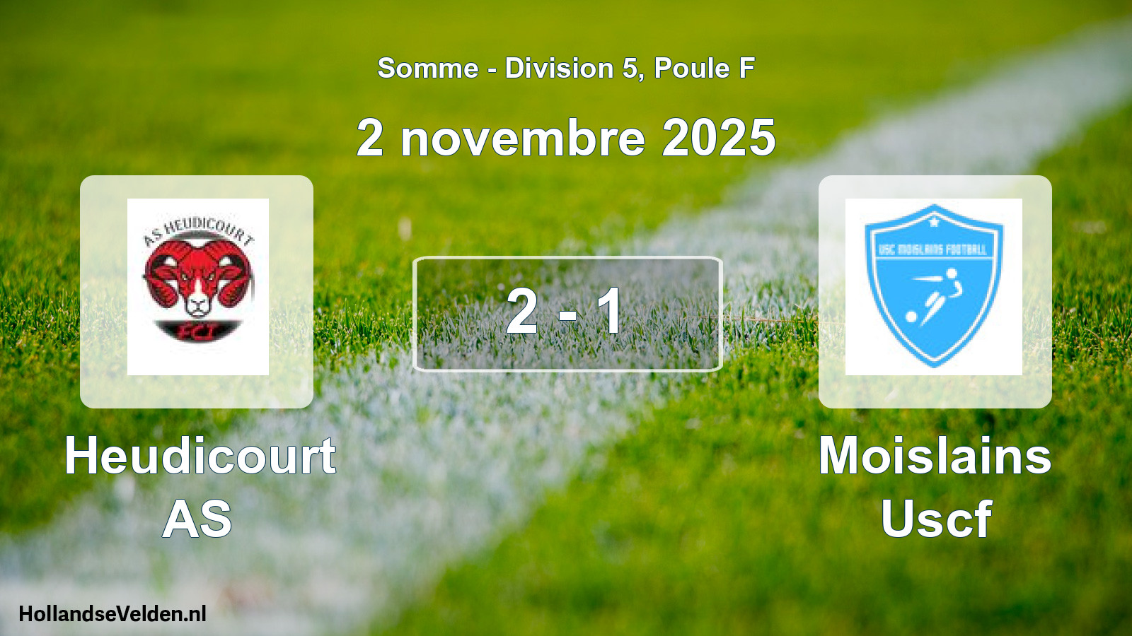 Match joué: Heudicourt AS - Moislains Uscf 2 - 1 (2 novembre 2025)