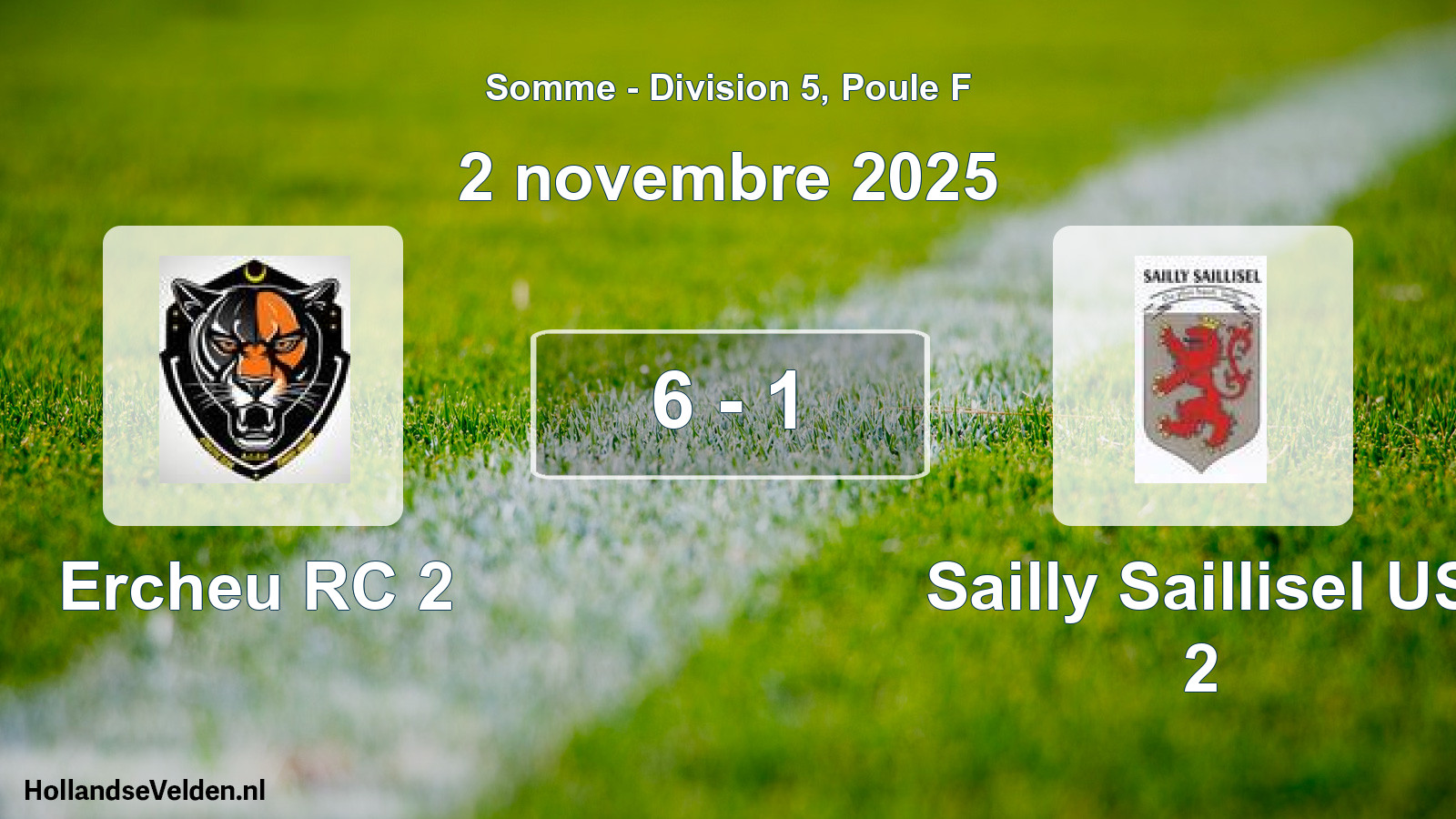 Match joué: Ercheu RC 2 - Sailly Saillisel US 2 6 - 1 (2 novembre 2025)