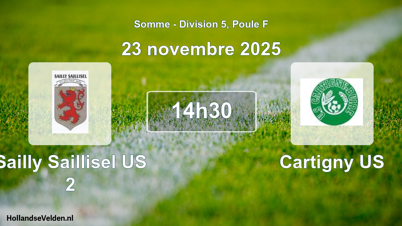 Match programmé: Sailly Saillisel US 2 - Cartigny US (23 novembre 2025)