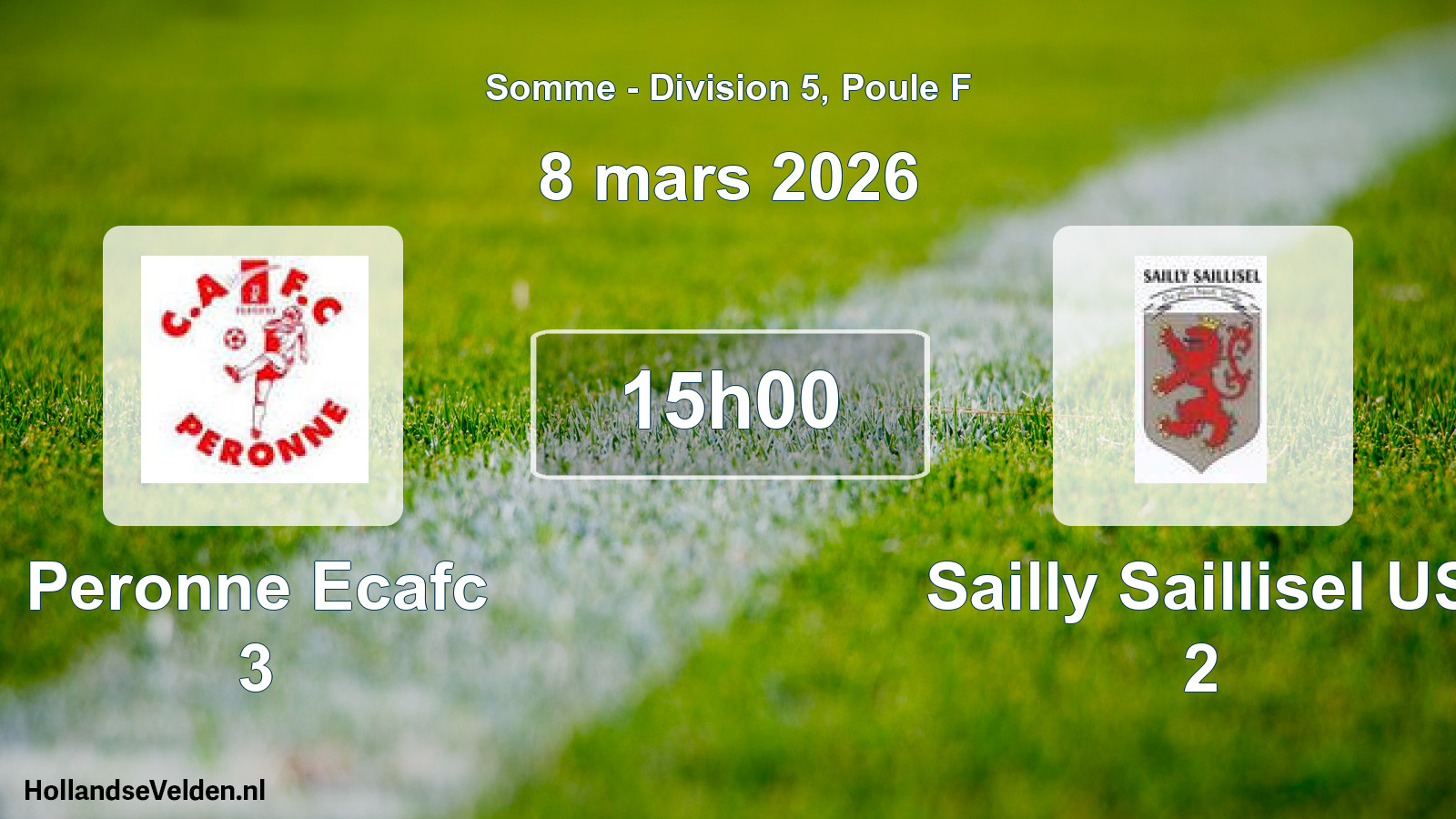 Match programmé: Peronne Ecafc 3 - Sailly Saillisel US 2 (8 mars 2026)