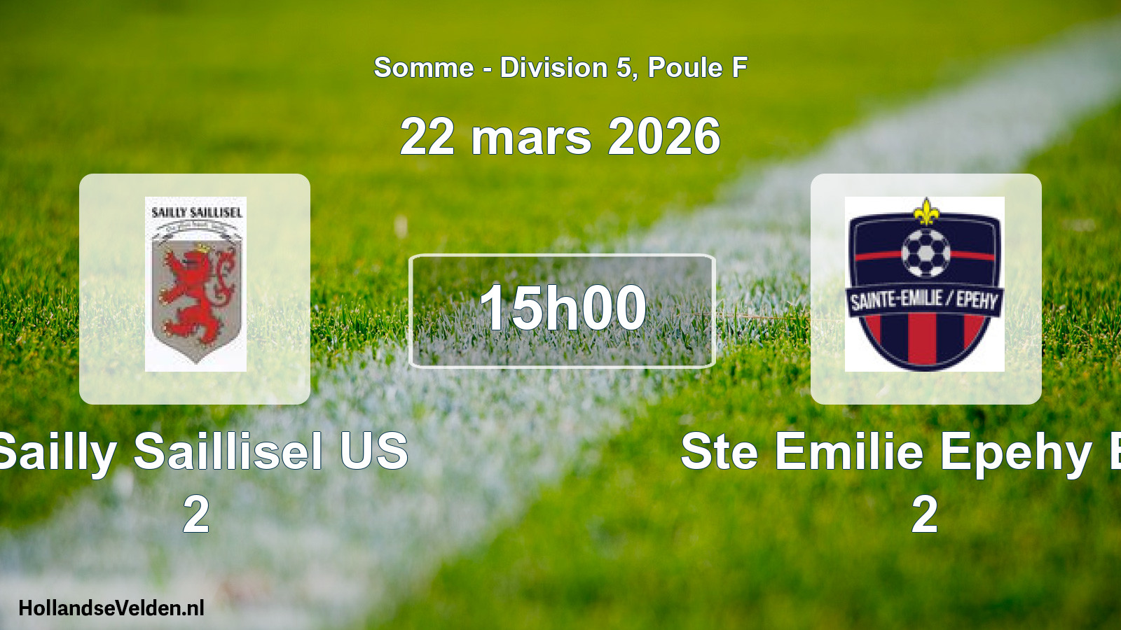 Match programmé: Sailly Saillisel US 2 - Ste Emilie Epehy Es 2 (22 mars 2026)