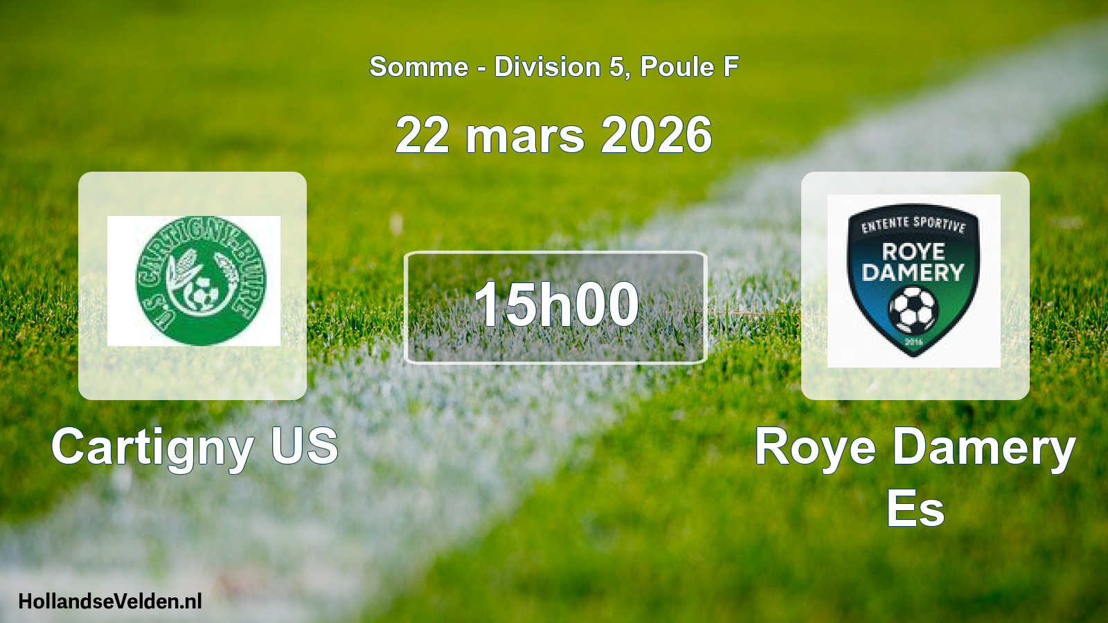 Match programmé: Cartigny US - Roye Damery Es (22 mars 2026)