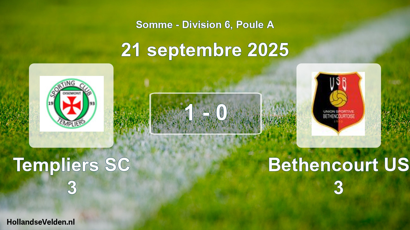 Match joué: Templiers SC 3 - Bethencourt US 3 1 - 0 (21 septembre 2025)