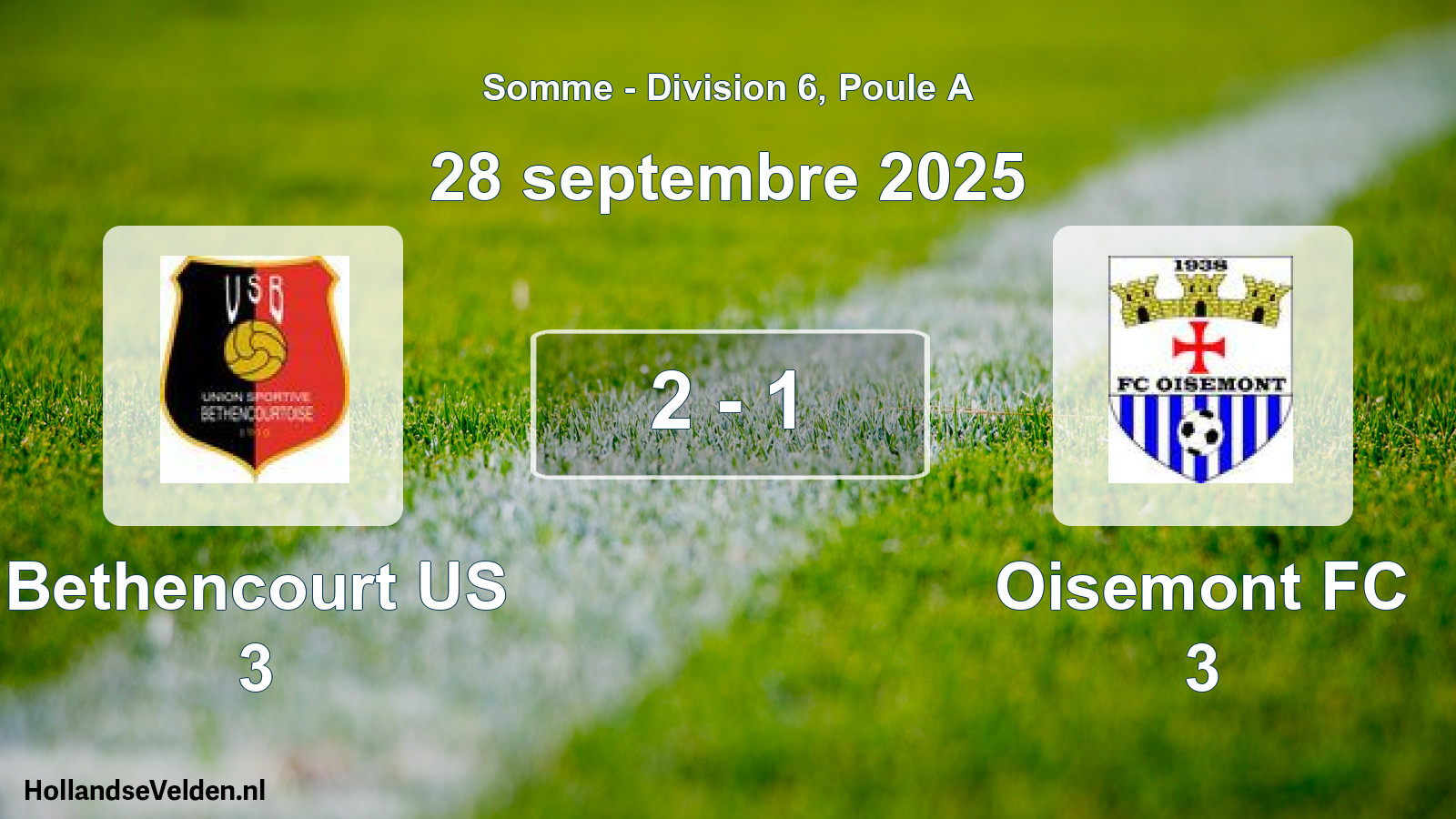 Gespeelde wedstrijd: Bethencourt US 3 - Oisemont FC 3 2 - 1 (28 september 2025)