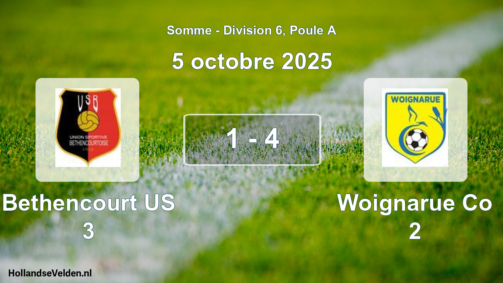Gespeelde wedstrijd: Bethencourt US 3 - Woignarue Co 2 1 - 4 (5 oktober 2025)
