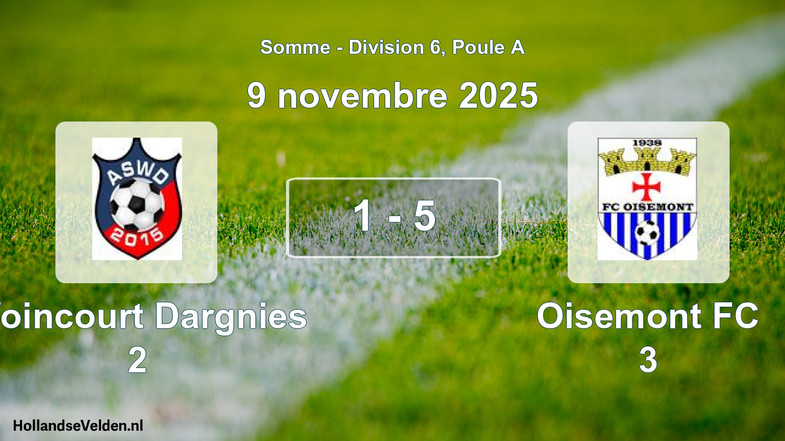 Gespeelde wedstrijd: Woincourt Dargnies 2 - Oisemont FC 3 1 - 5 (9 november 2025)