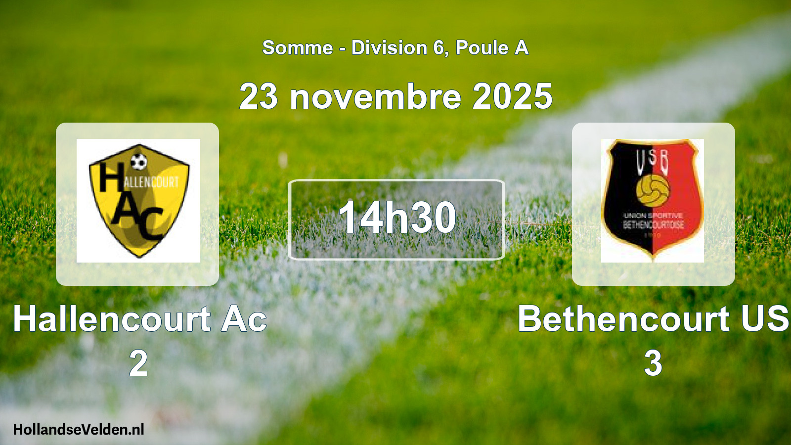 Match programmé: Hallencourt Ac 2 - Bethencourt US 3 (23 novembre 2025)