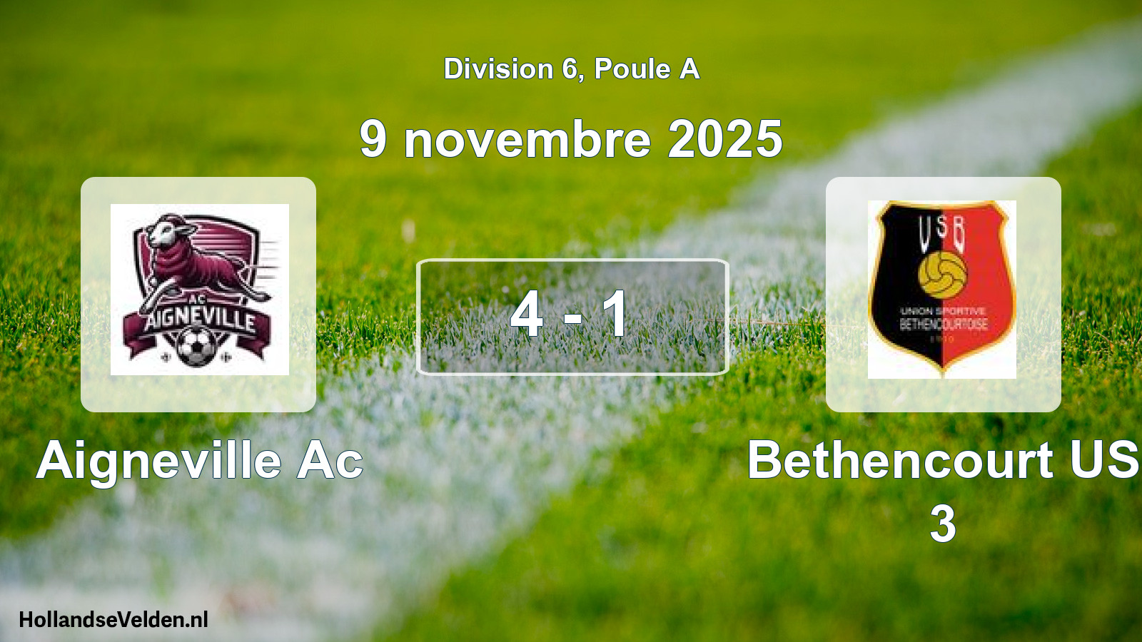Match joué: Aigneville Ac - Bethencourt US 3 4 - 1 (9 novembre 2025)