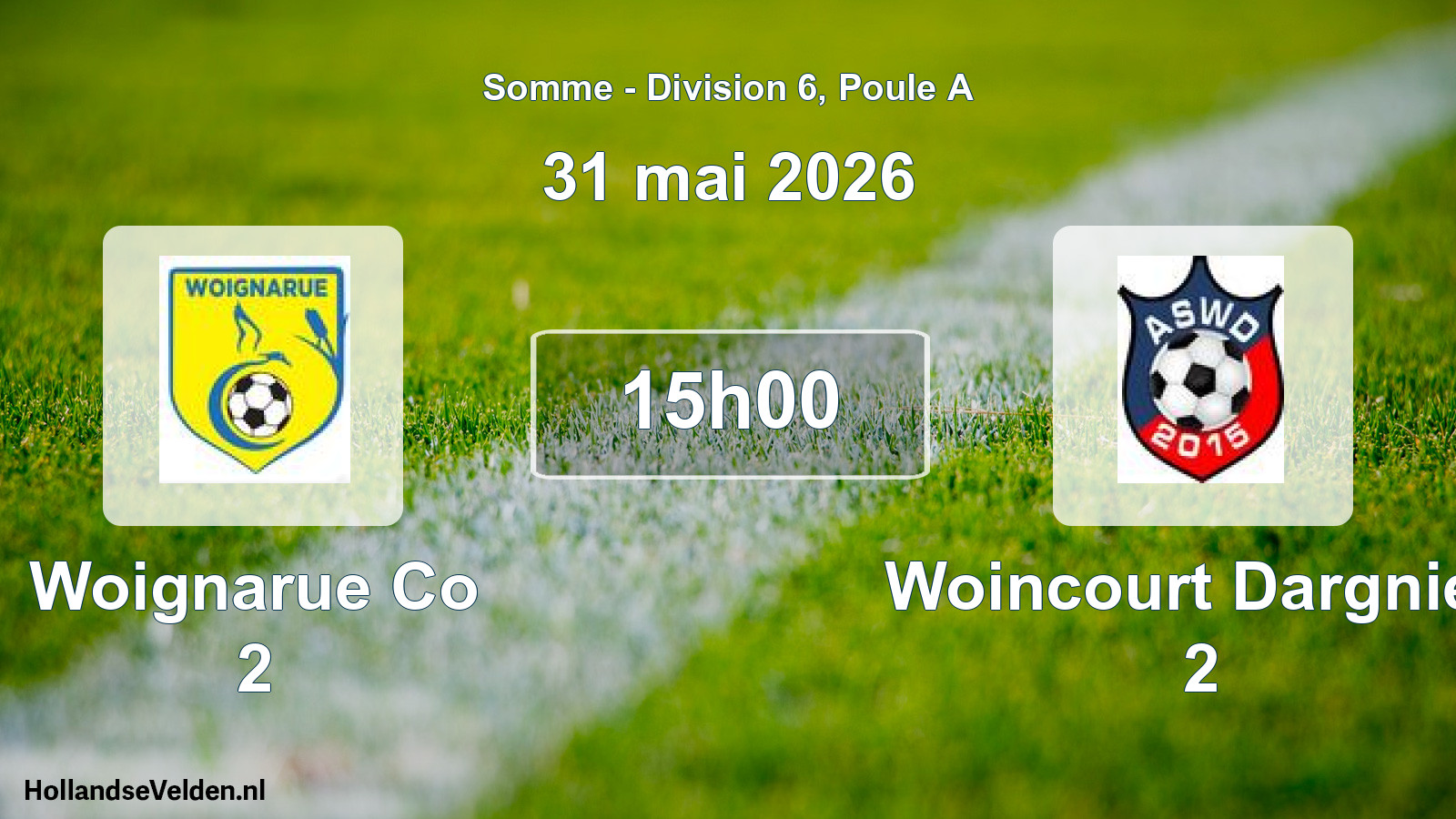 Match programmé: Woignarue Co 2 - Woincourt Dargnies 2 (31 mai 2026)