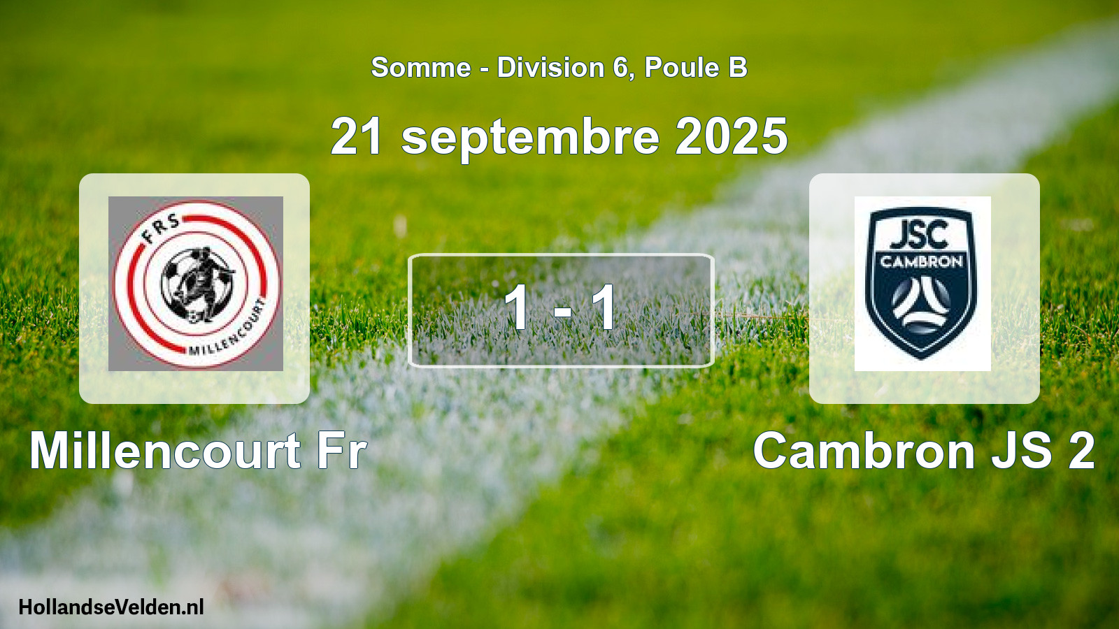 Match joué: Millencourt Fr - Cambron JS 2 1 - 1 (21 septembre 2025)