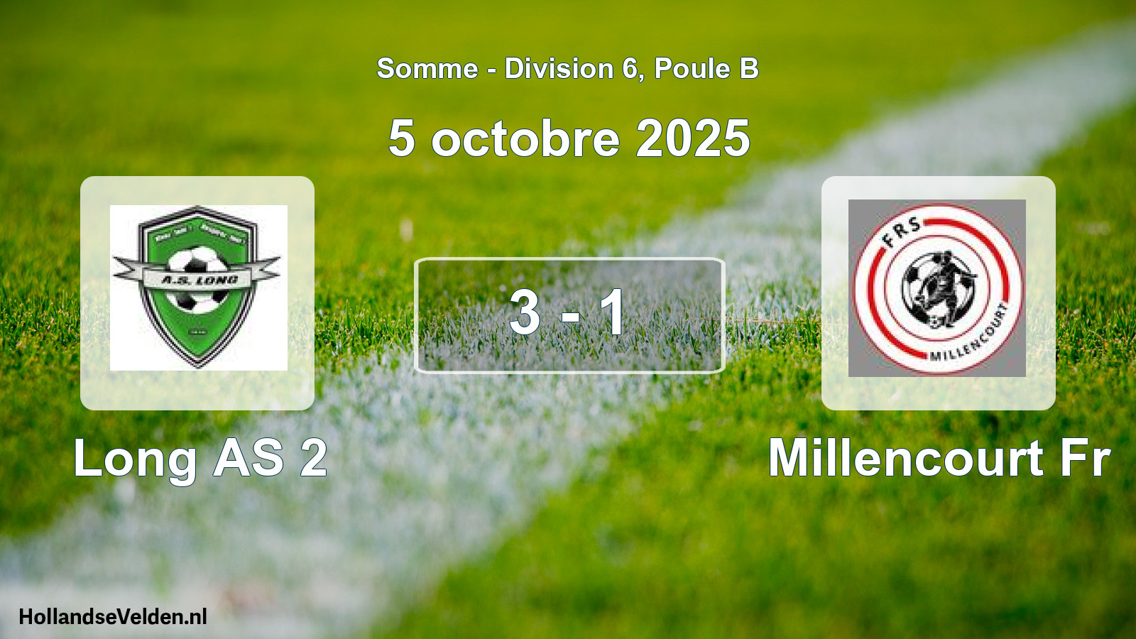 Match joué: Long AS 2 - Millencourt Fr 3 - 1 (5 octobre 2025)