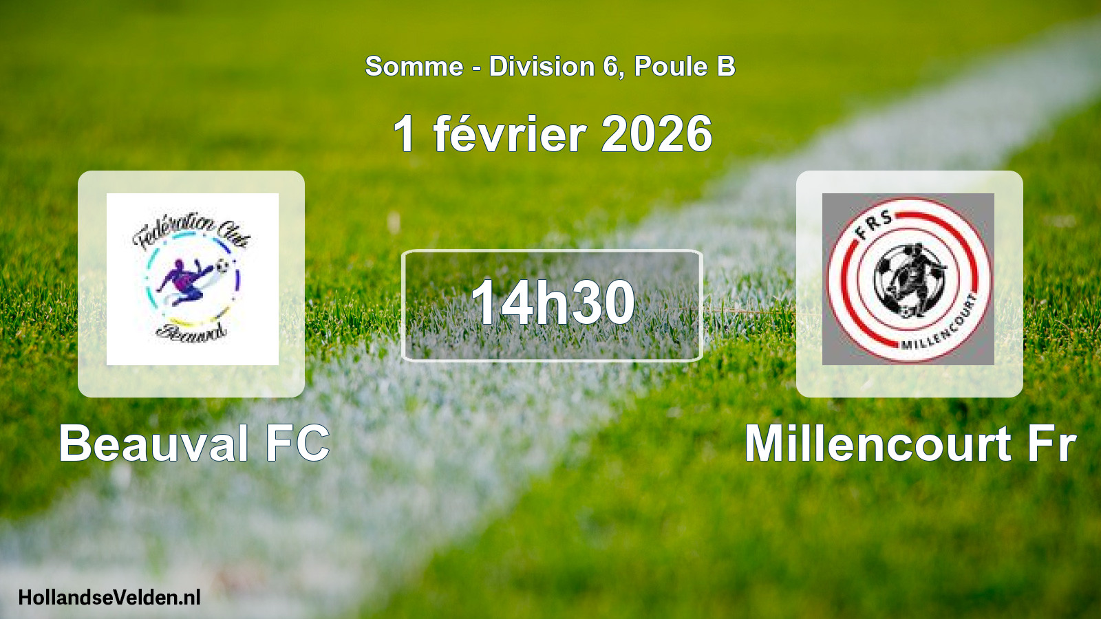 Match programmé: Beauval FC - Millencourt Fr (1 février 2026)