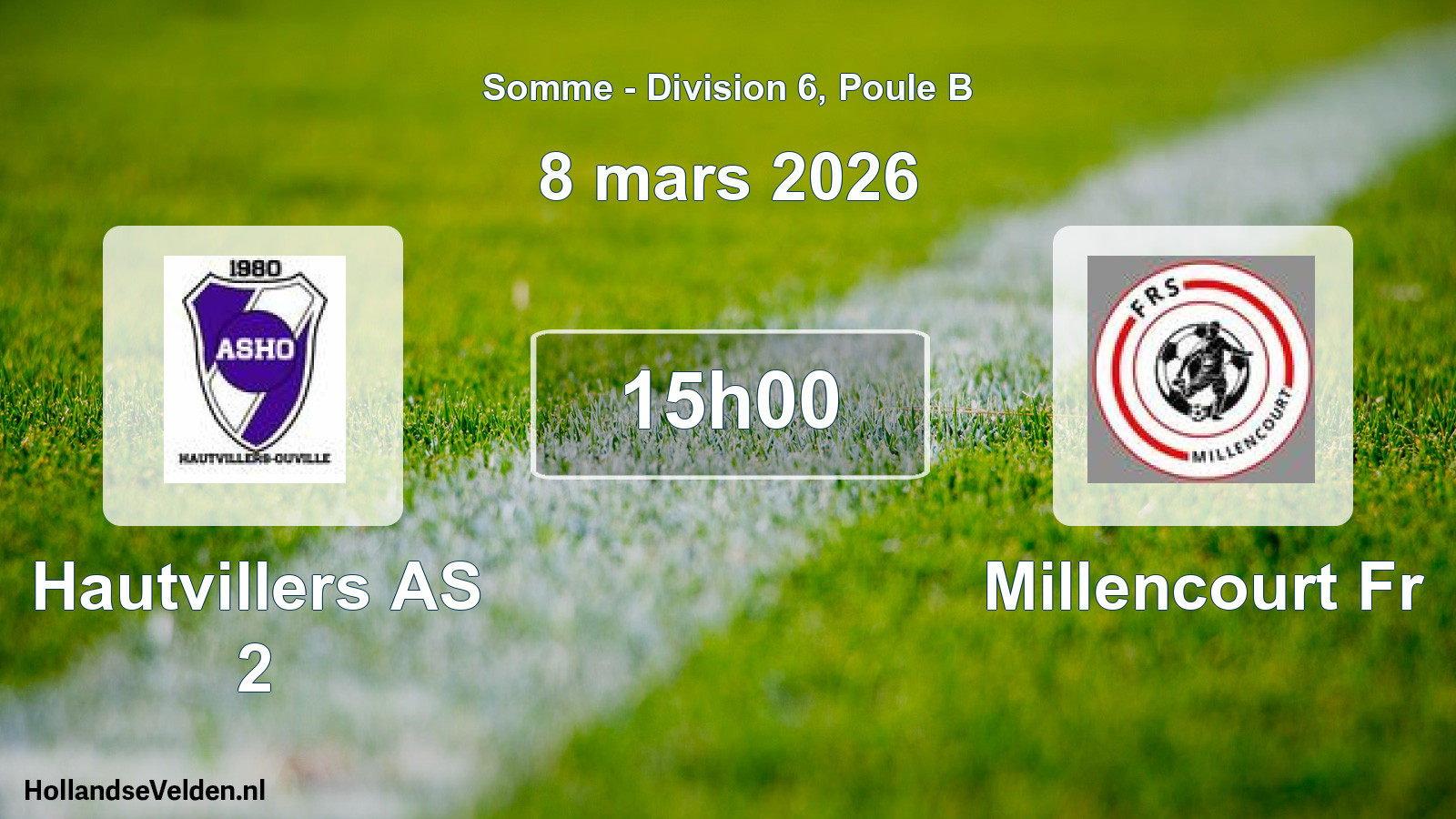 Match programmé: Hautvillers AS 2 - Millencourt Fr (8 mars 2026)