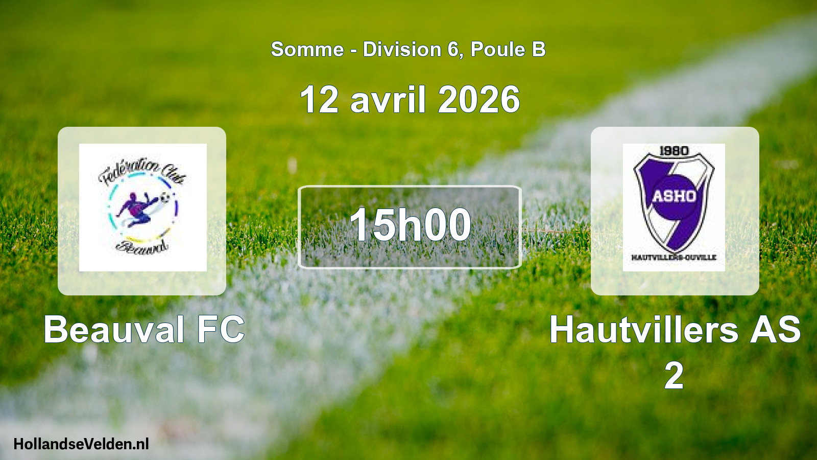 Match programmé: Beauval FC - Hautvillers AS 2 (12 avril 2026)