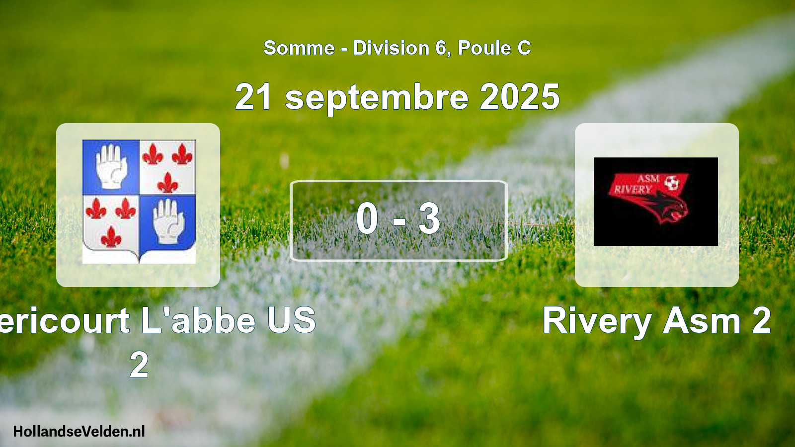Match joué: Mericourt L'abbe US 2 - Rivery Asm 2 0 - 3 (21 septembre 2025)