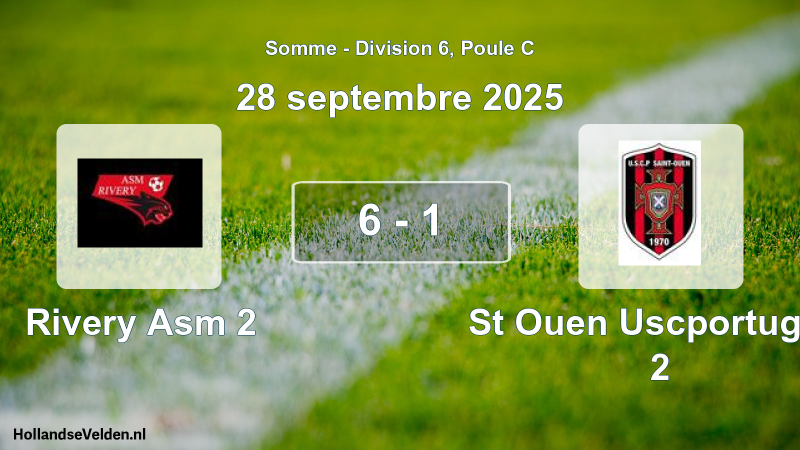 Match joué: Rivery Asm 2 - St Ouen Uscportugais 2 6 - 1 (28 septembre 2025)