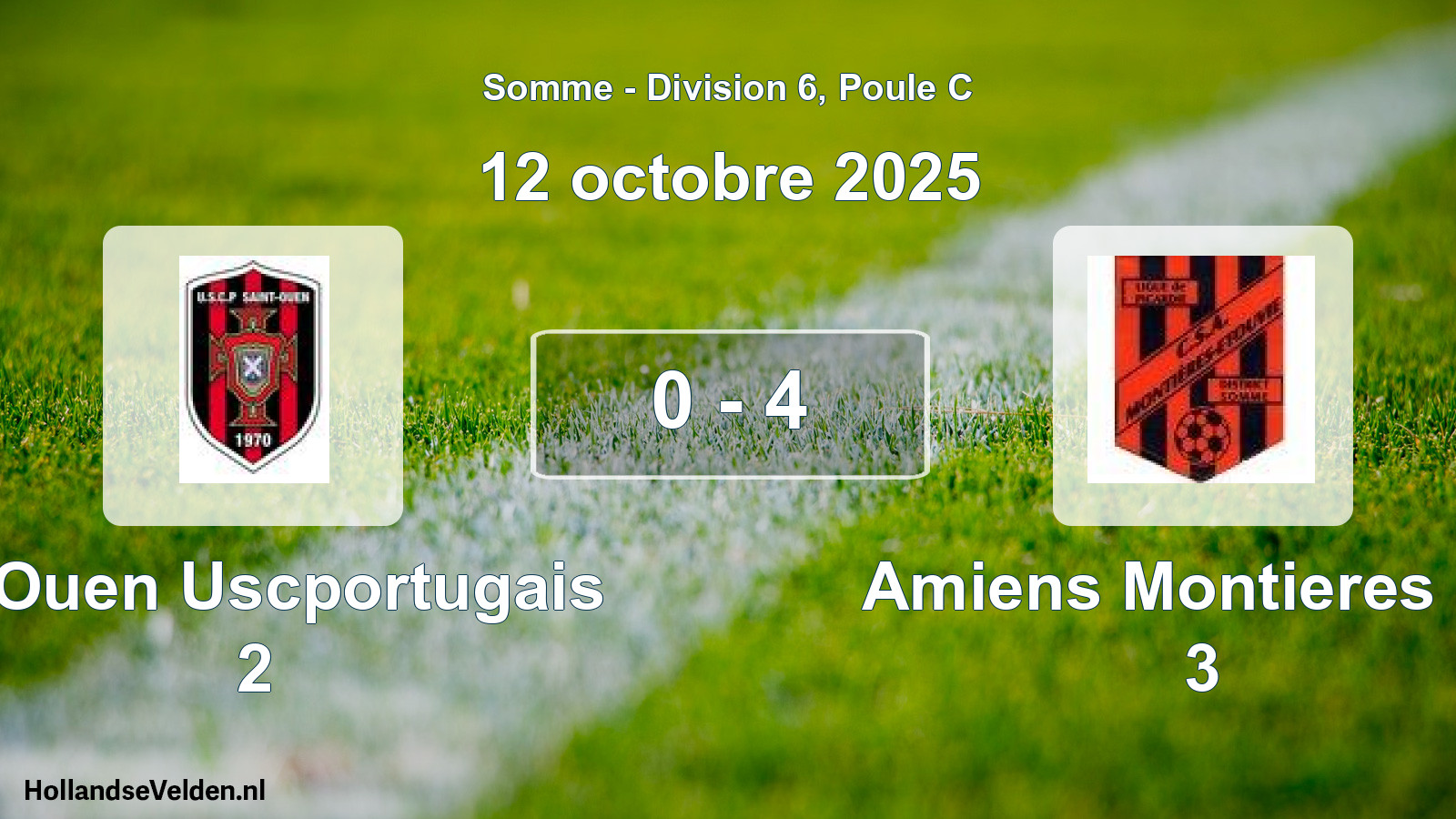 Match joué: St Ouen Uscportugais 2 - Amiens Montieres Cs 3 0 - 4 (12 octobre 2025)