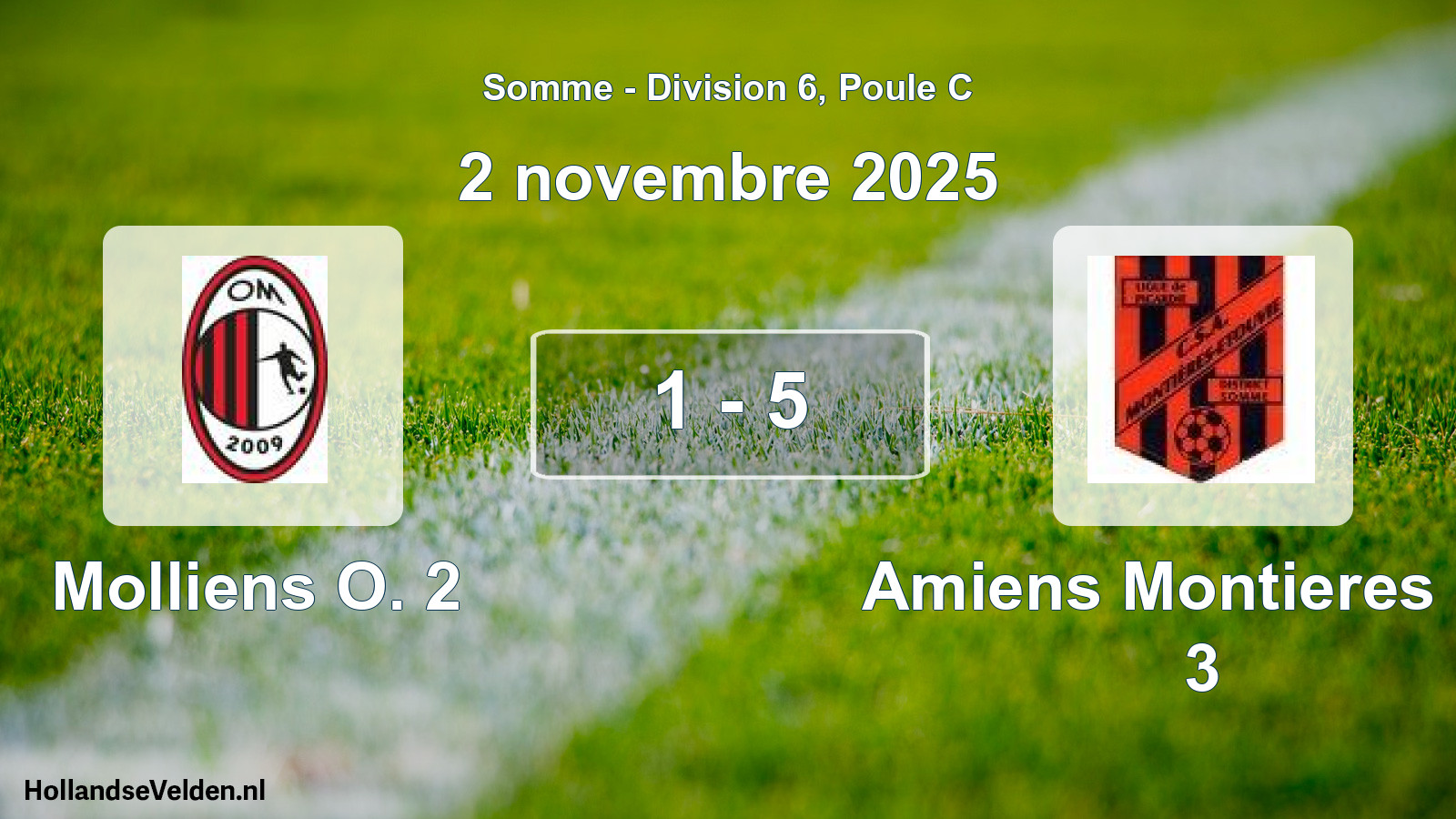Total number of matches played: Molliens O. 2 - Amiens Montieres Cs 3 1 - 5 (2 November 2025)