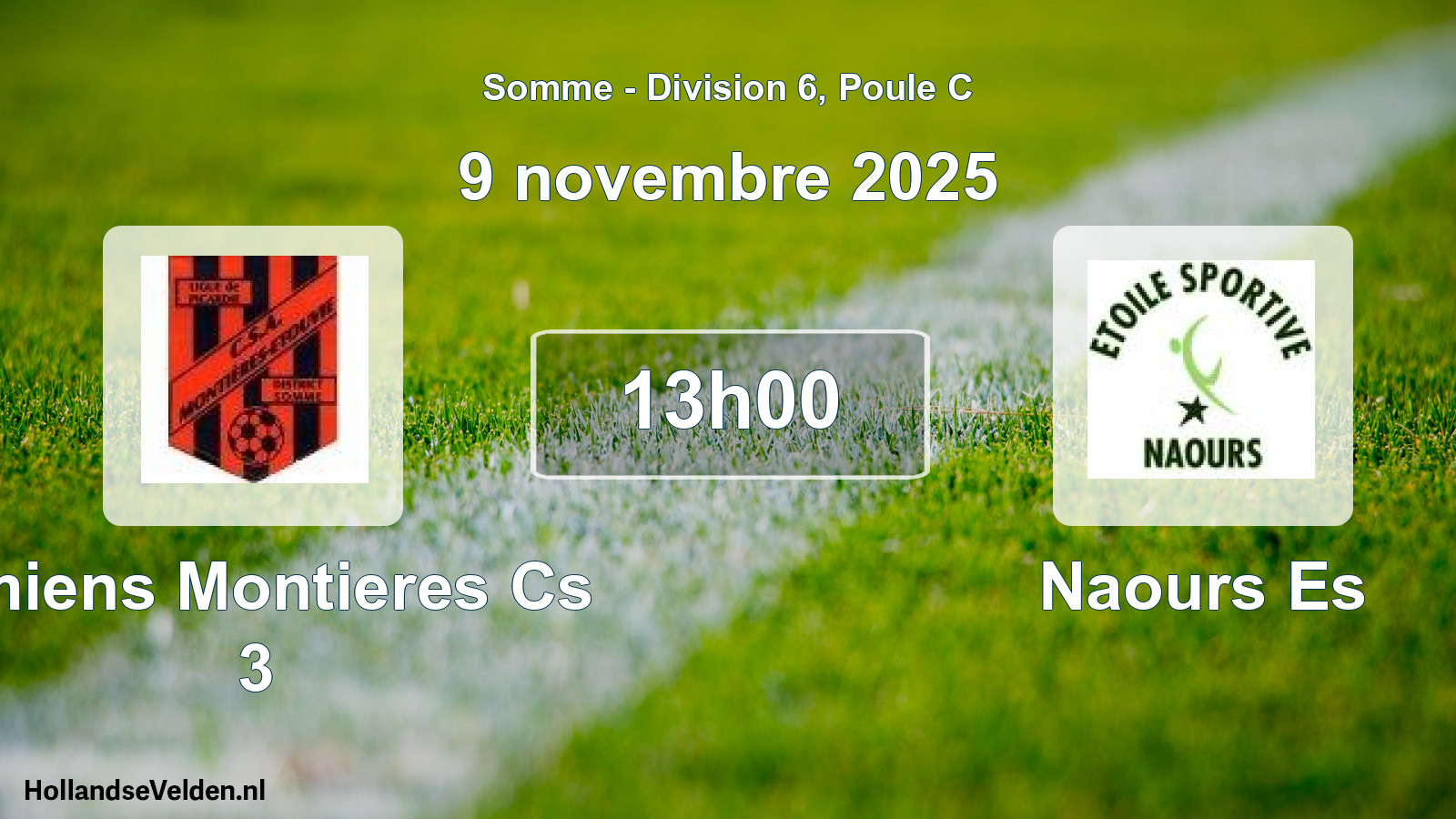 Match programmé: Amiens Montieres Cs 3 - Naours Es (9 novembre 2025)