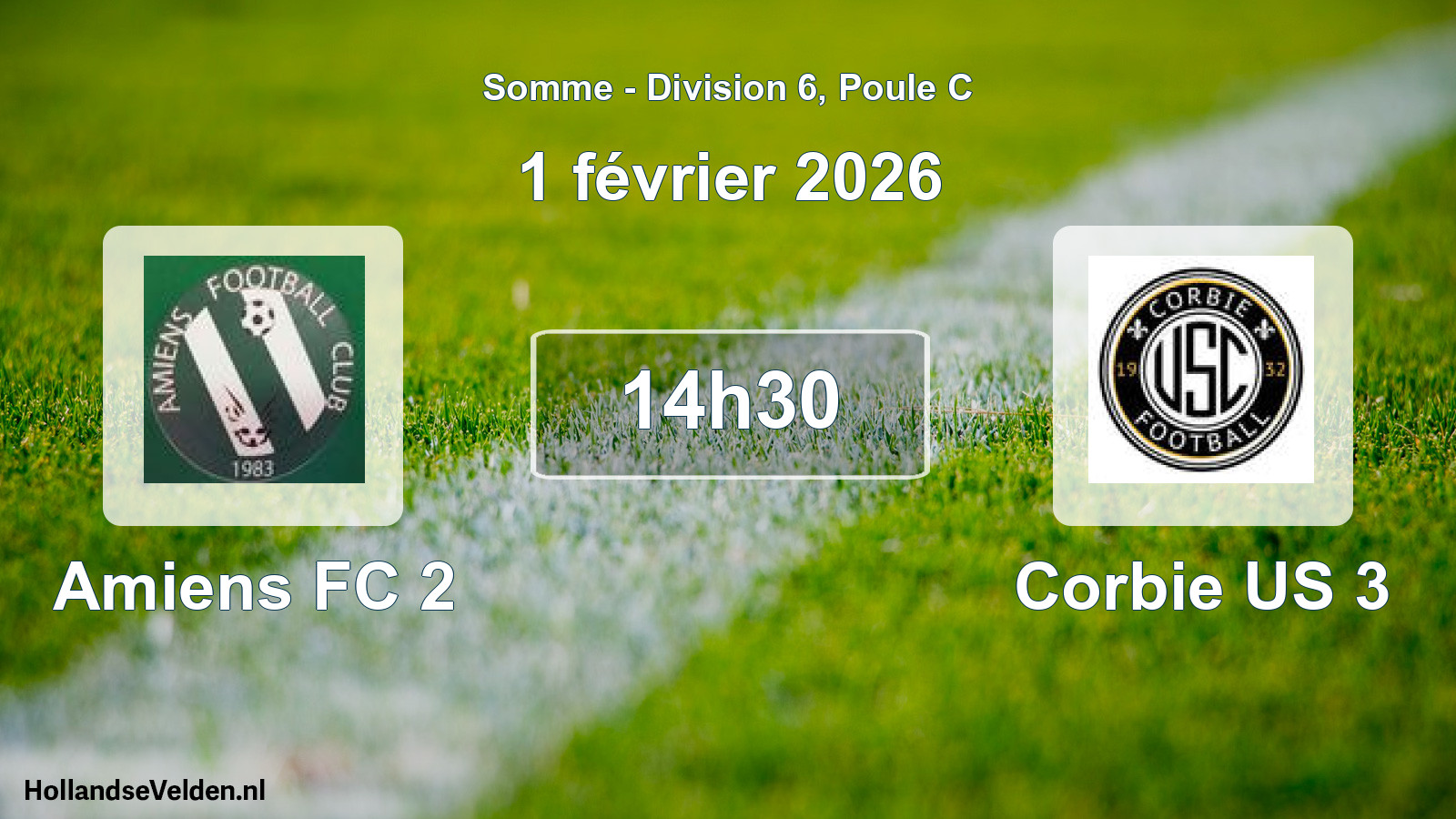 Match programmé: Amiens FC 2 - Corbie US 3 (1 février 2026)