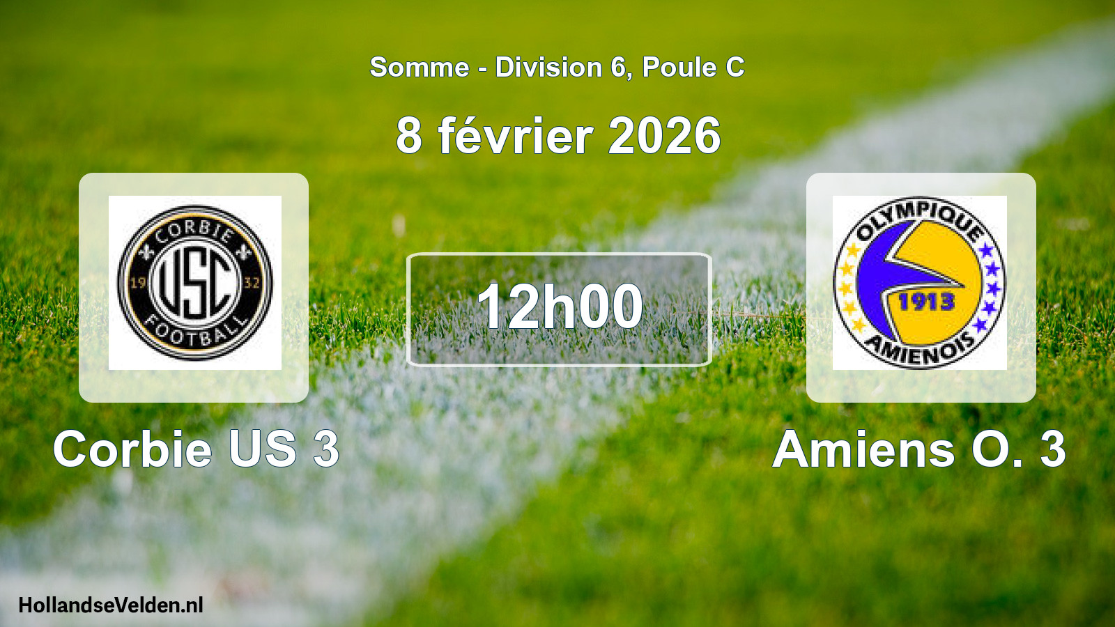 Match programmé: Corbie US 3 - Amiens O. 3 (8 février 2026)