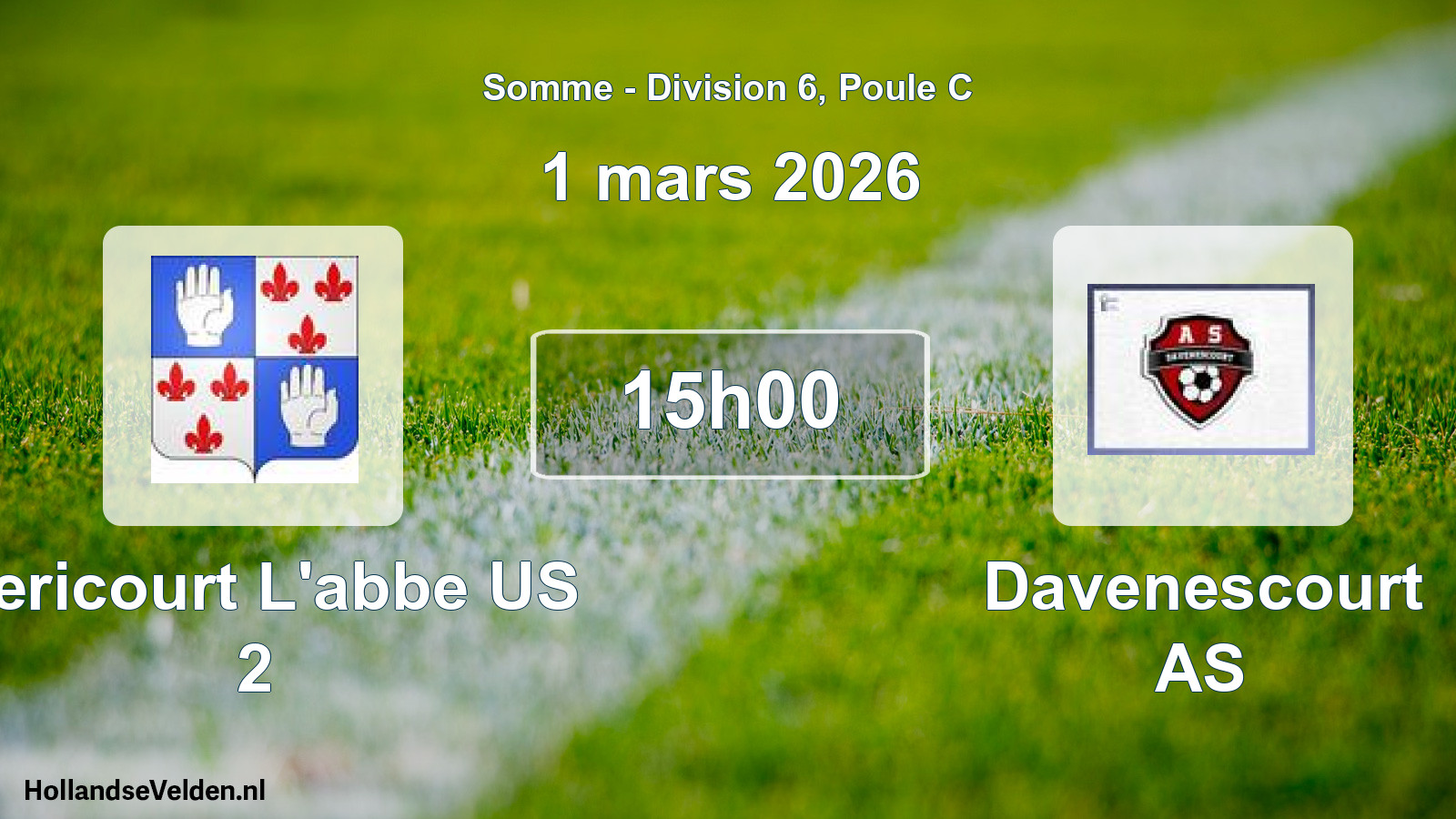 Match programmé: Mericourt L'abbe US 2 - Davenescourt AS (1 mars 2026)