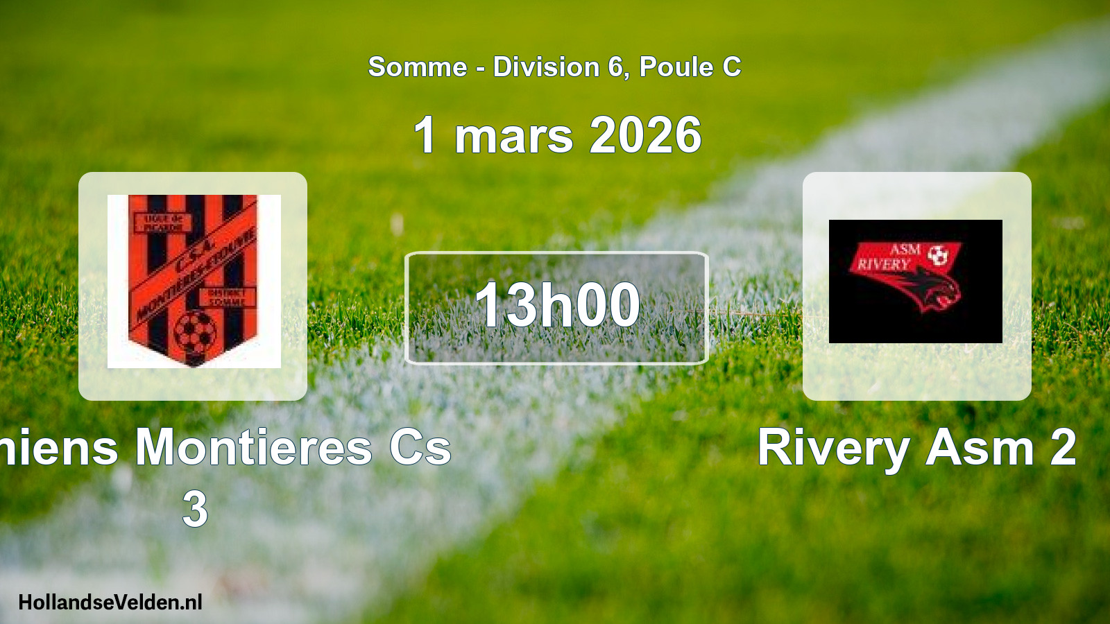 Scheduled Match: Amiens Montieres Cs 3 - Rivery Asm 2 (1 March 2026)