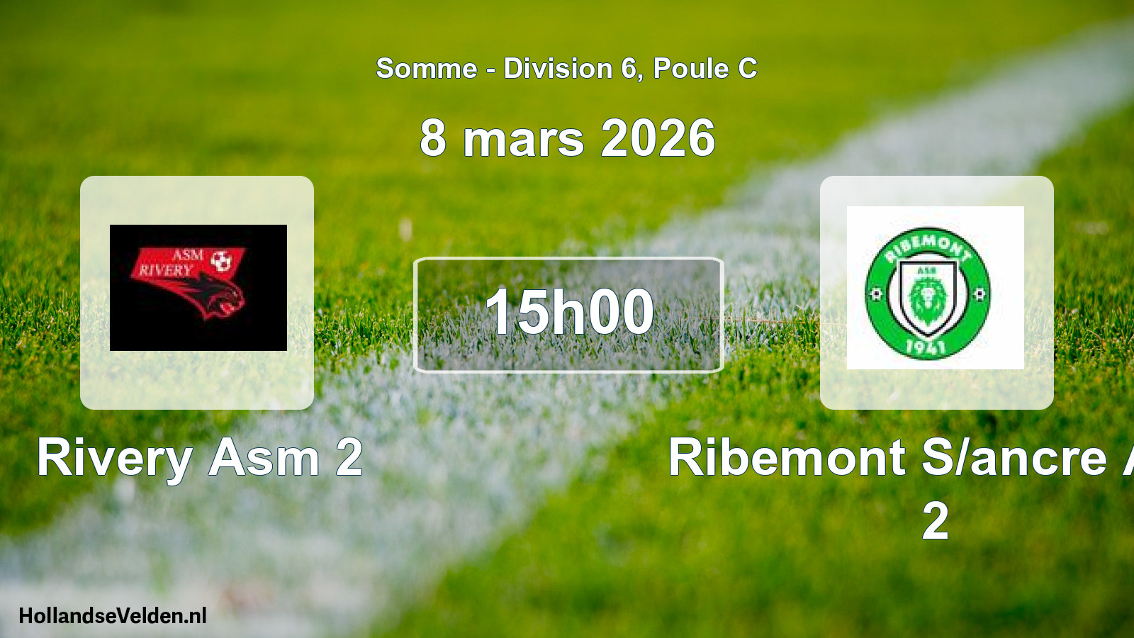 Match programmé: Rivery Asm 2 - Ribemont S/ancre Asf 2 (8 mars 2026)