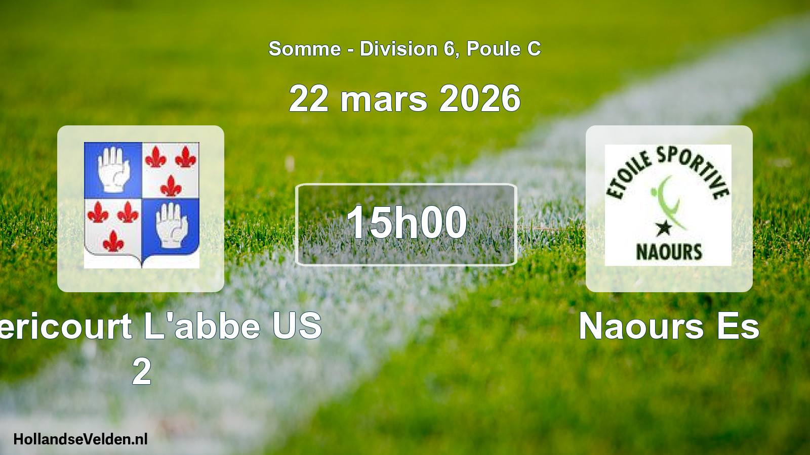 Match programmé: Mericourt L'abbe US 2 - Naours Es (22 mars 2026)
