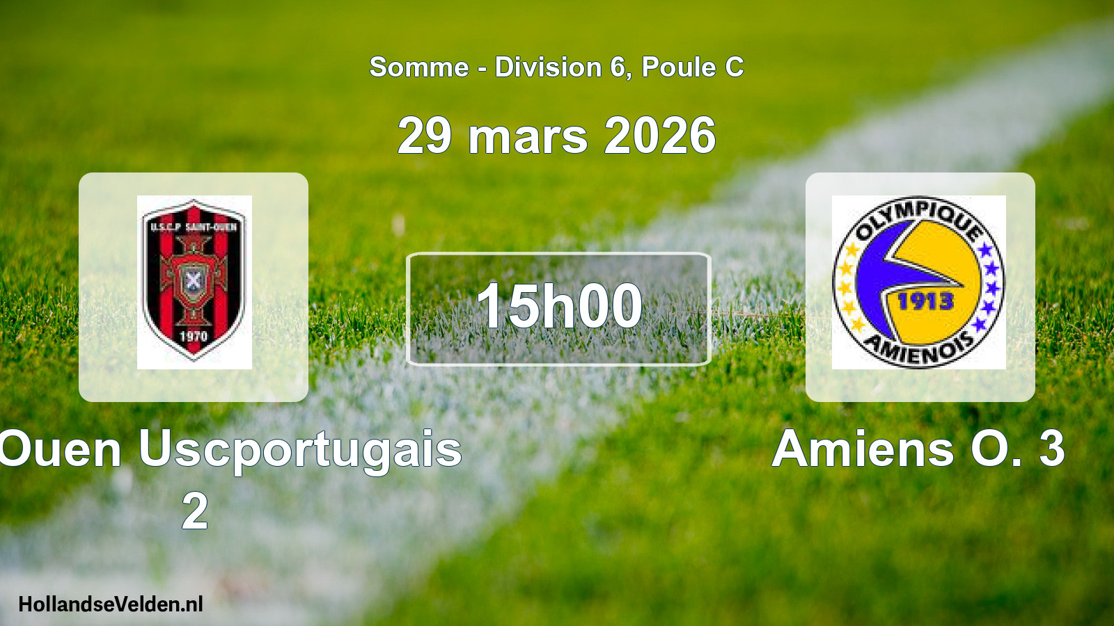 Match programmé: St Ouen Uscportugais 2 - Amiens O. 3 (29 mars 2026)
