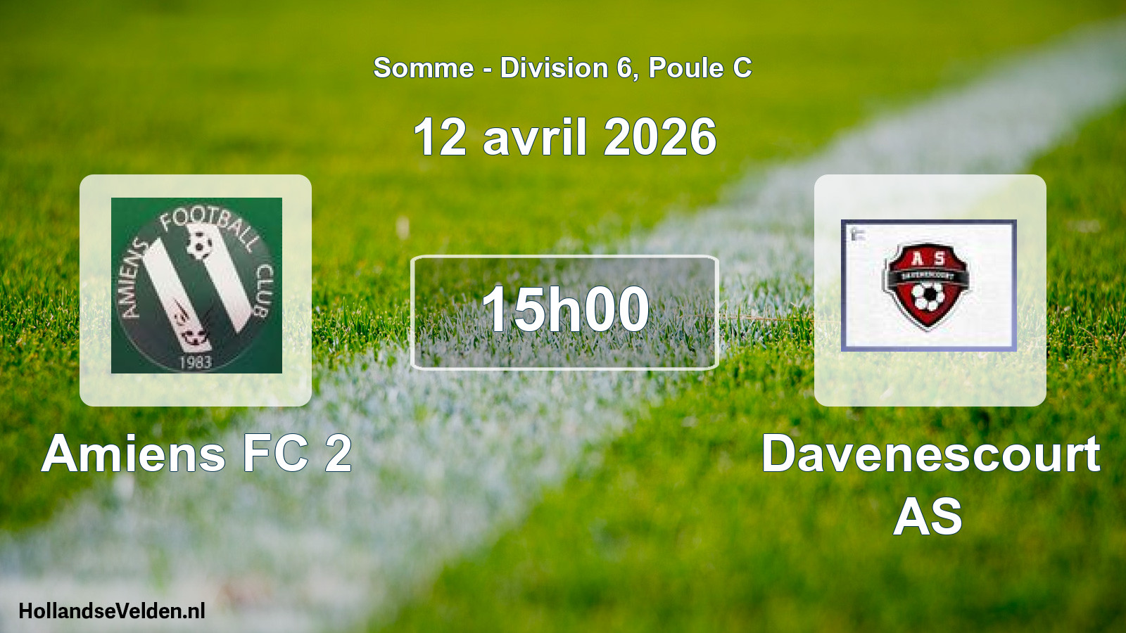 Match programmé: Amiens FC 2 - Davenescourt AS (12 avril 2026)