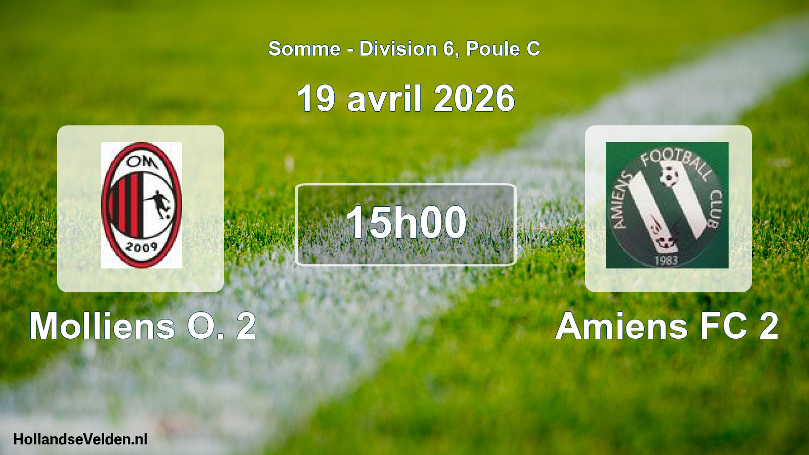 Match programmé: Molliens O. 2 - Amiens FC 2 (19 avril 2026)