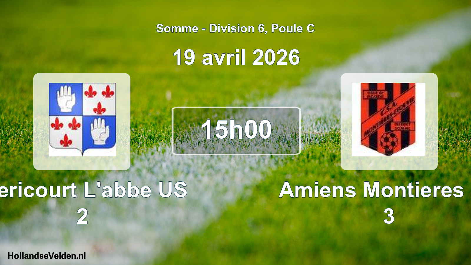 Match programmé: Mericourt L'abbe US 2 - Amiens Montieres Cs 3 (19 avril 2026)