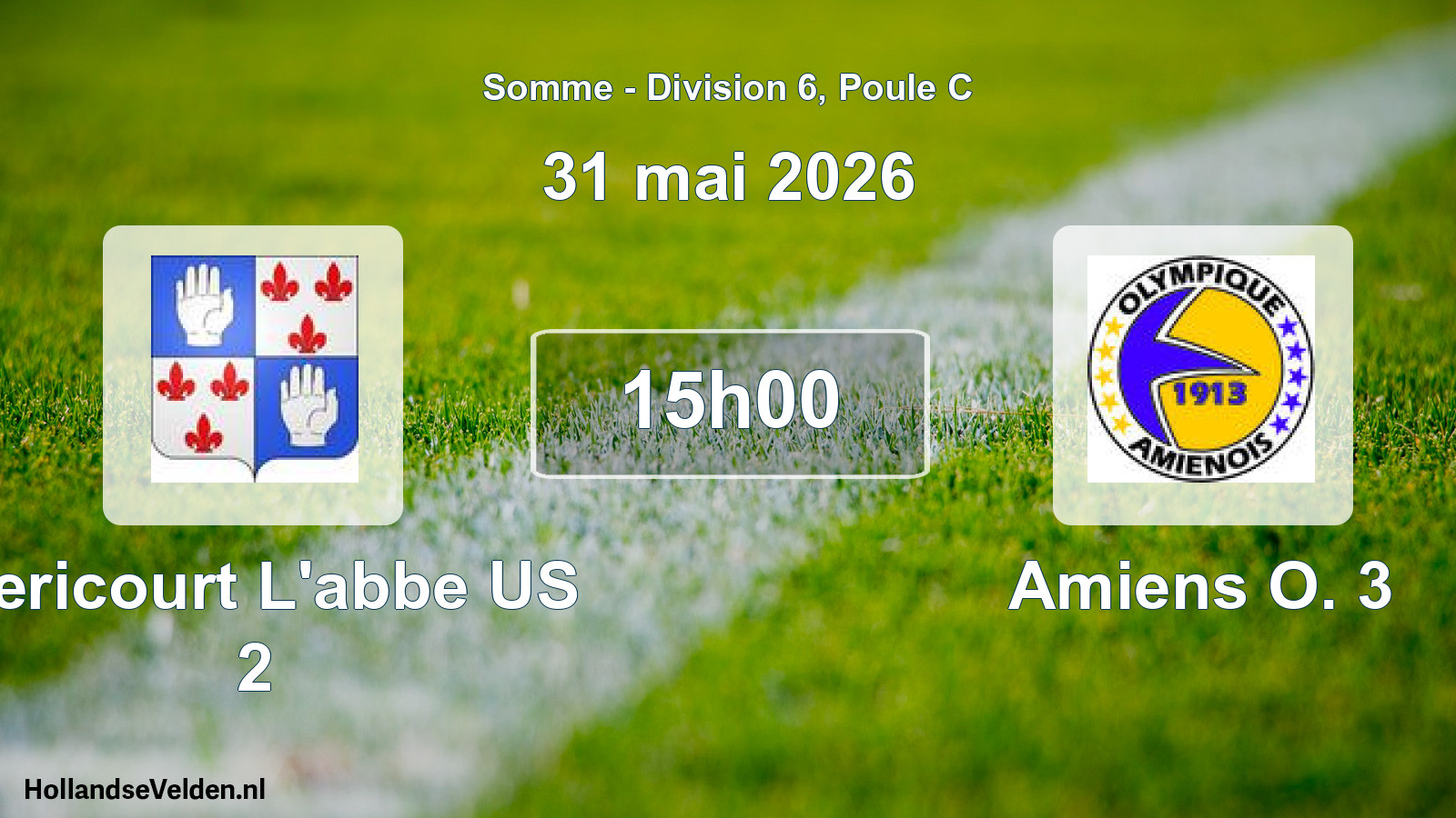 Match programmé: Mericourt L'abbe US 2 - Amiens O. 3 (31 mai 2026)