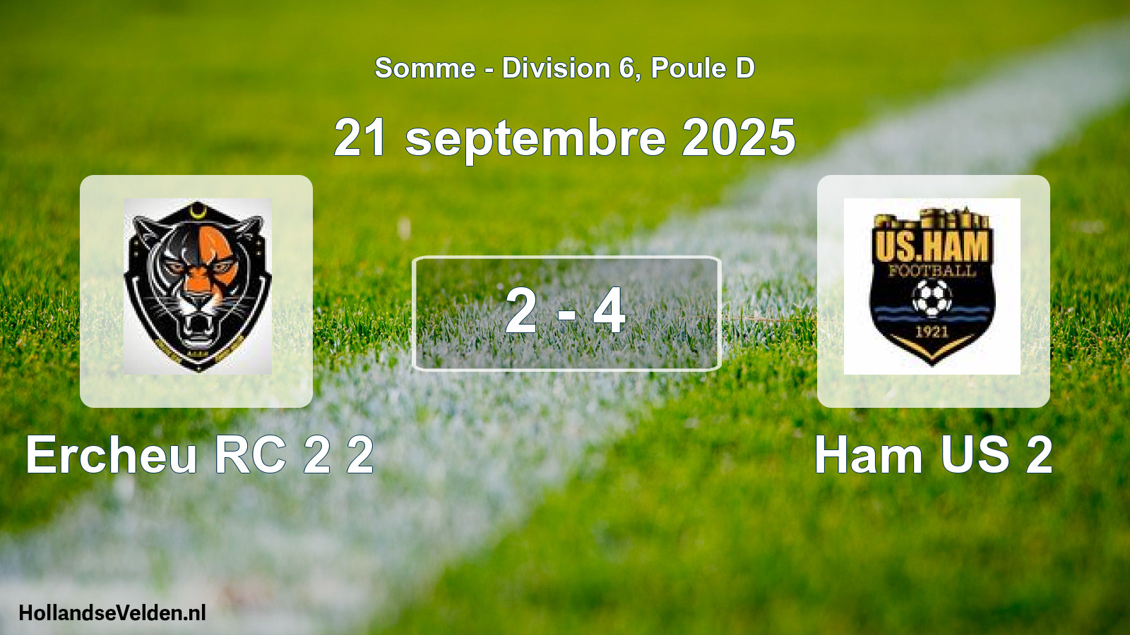 Match joué: Ercheu RC 2 2 - Ham US 2 2 - 4 (21 septembre 2025)