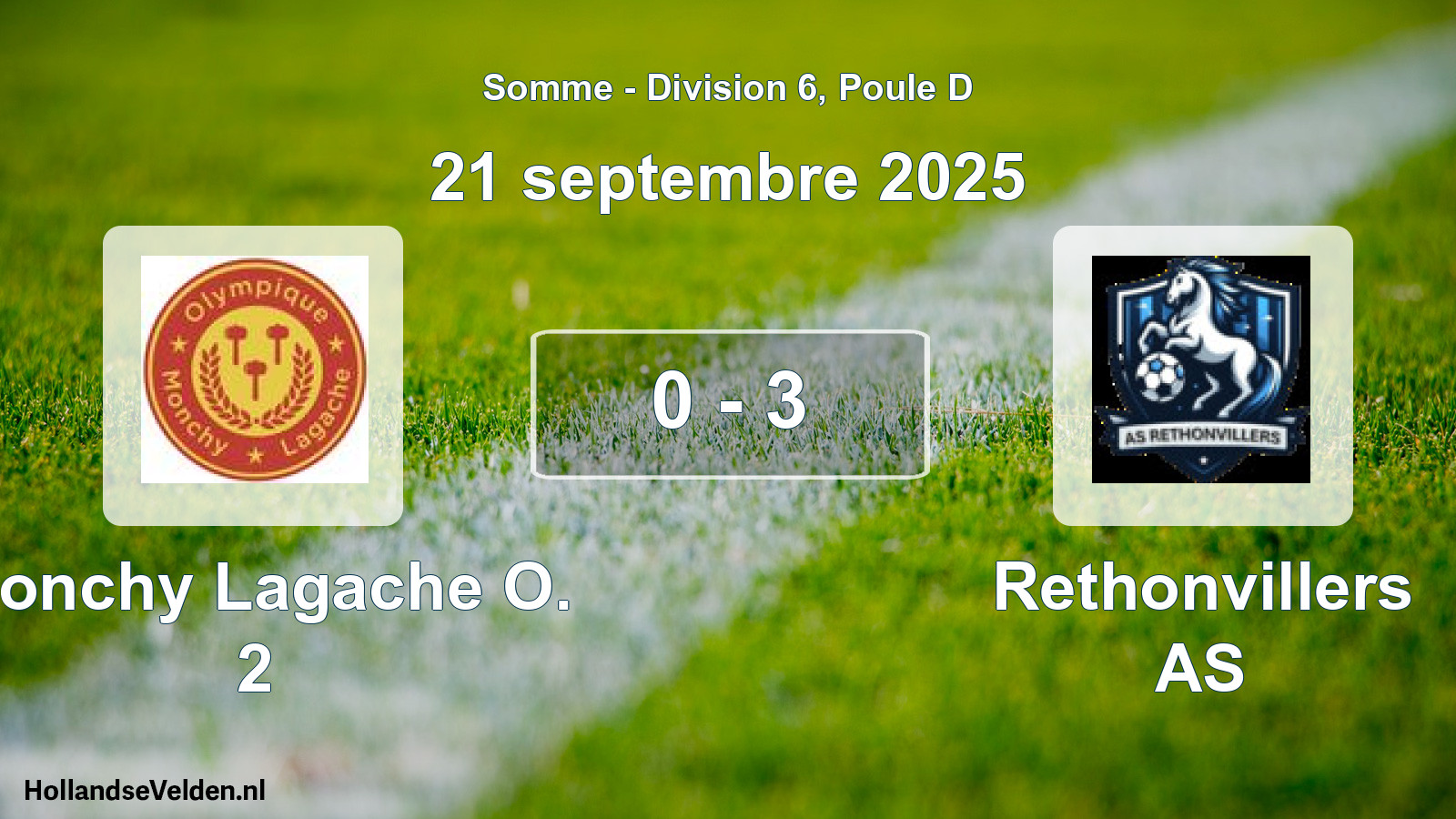 Match joué: Monchy Lagache O. 2 - Rethonvillers AS 0 - 3 (21 septembre 2025)