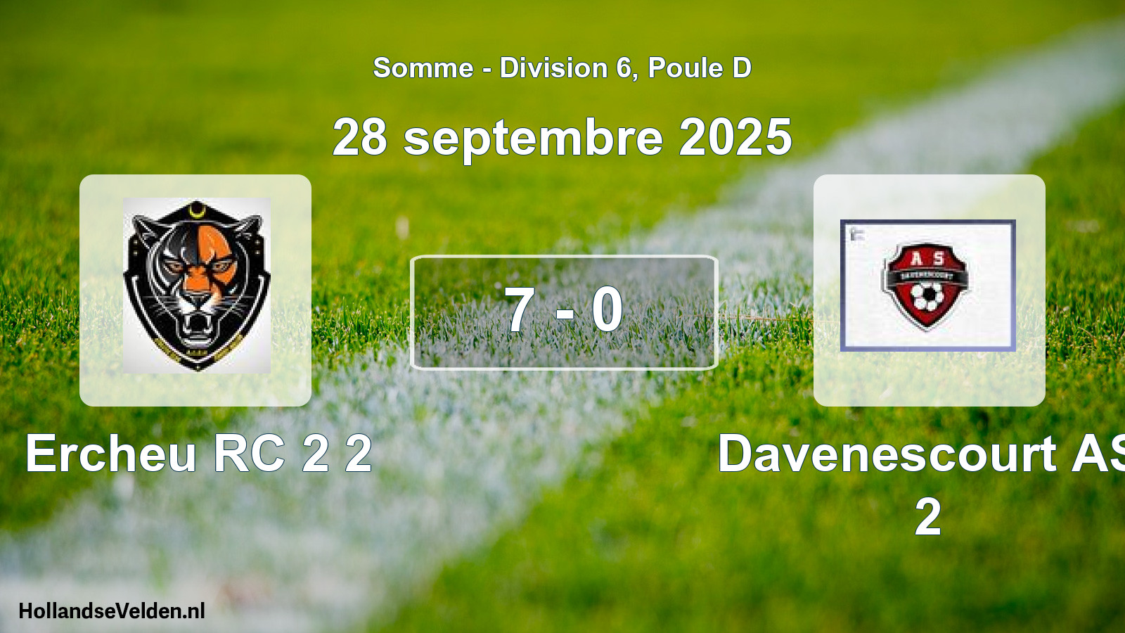 Match joué: Ercheu RC 2 2 - Davenescourt AS 2 7 - 0 (28 septembre 2025)