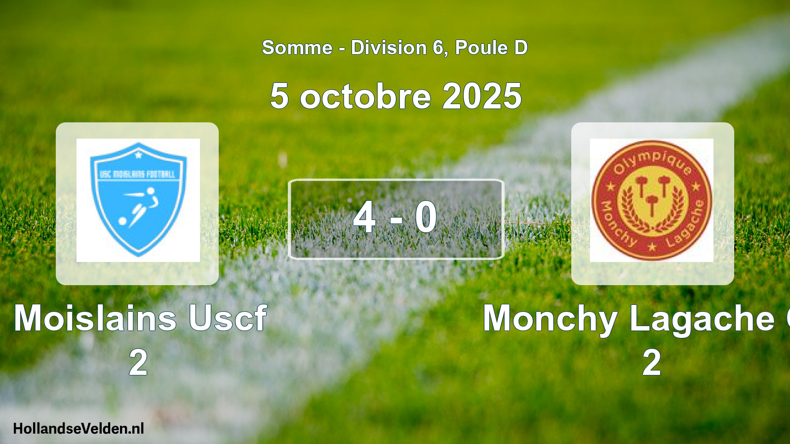 Match joué: Moislains Uscf 2 - Monchy Lagache O. 2 4 - 0 (5 octobre 2025)