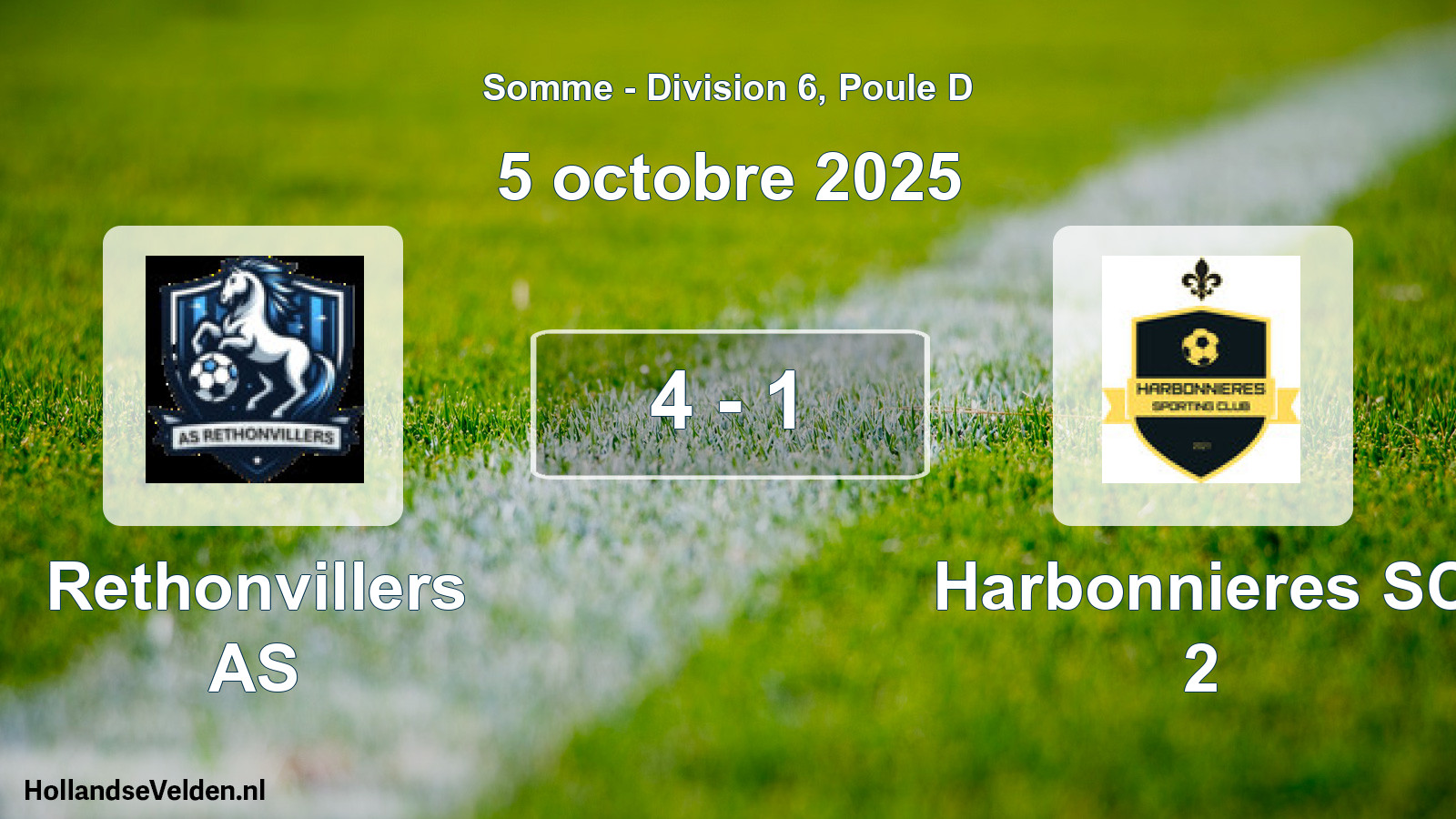 Match joué: Rethonvillers AS - Harbonnieres SC 2 4 - 1 (5 octobre 2025)
