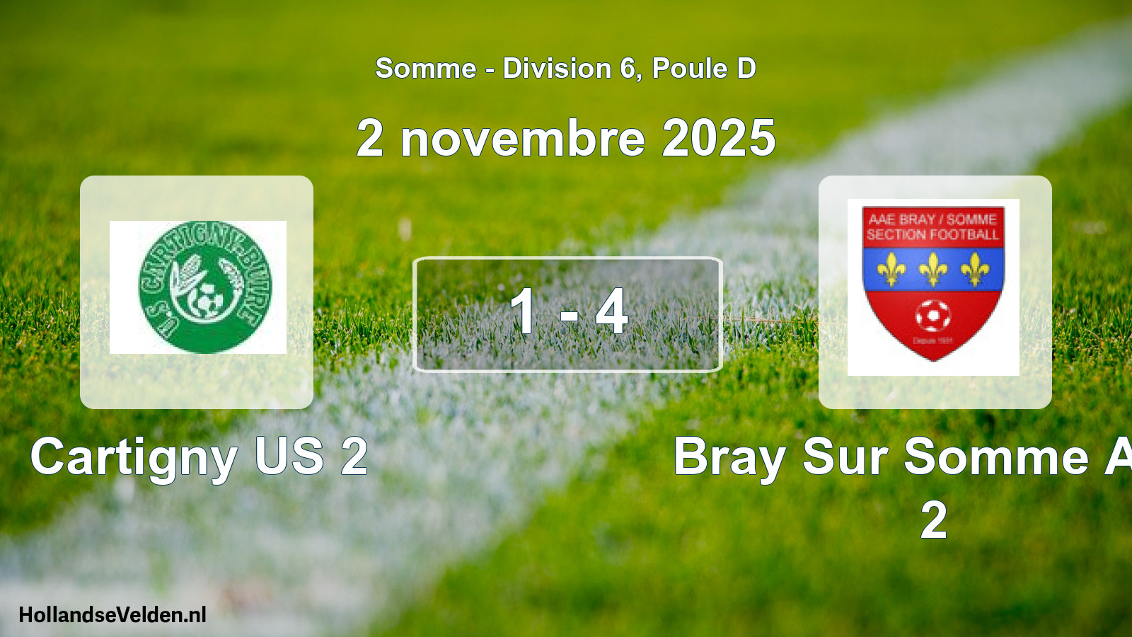 Match joué: Cartigny US 2 - Bray Sur Somme Aae 2 1 - 4 (2 novembre 2025)