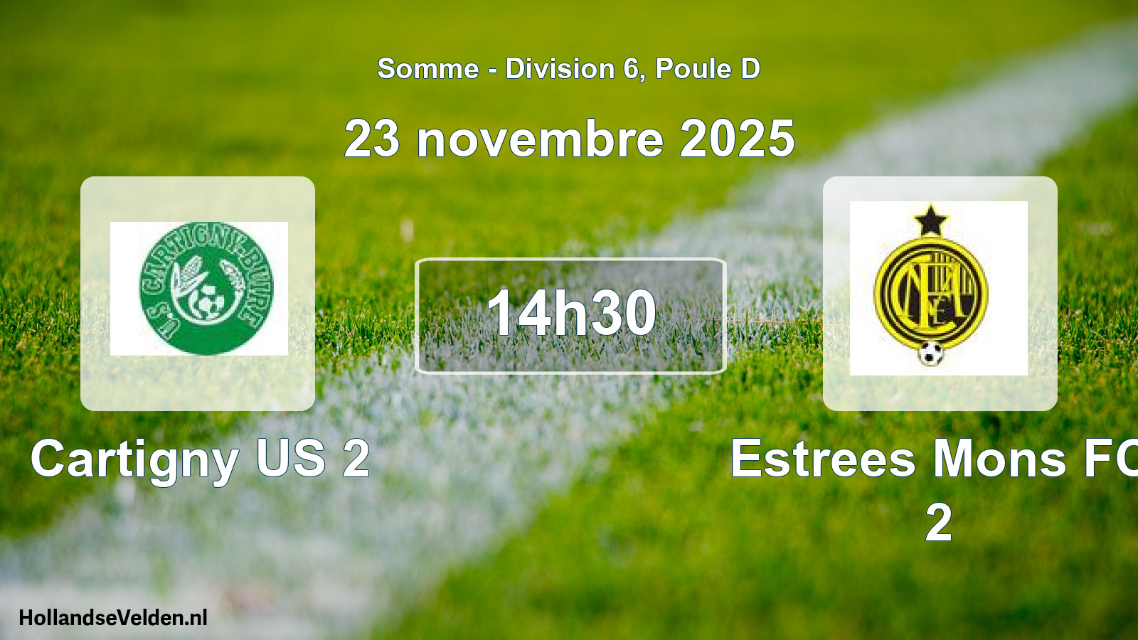 Match programmé: Cartigny US 2 - Estrees Mons FC 2 (23 novembre 2025)