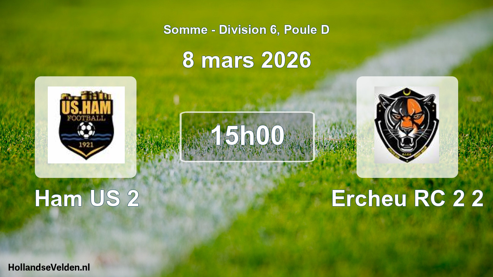 Match programmé: Ham US 2 - Ercheu RC 2 2 (8 mars 2026)