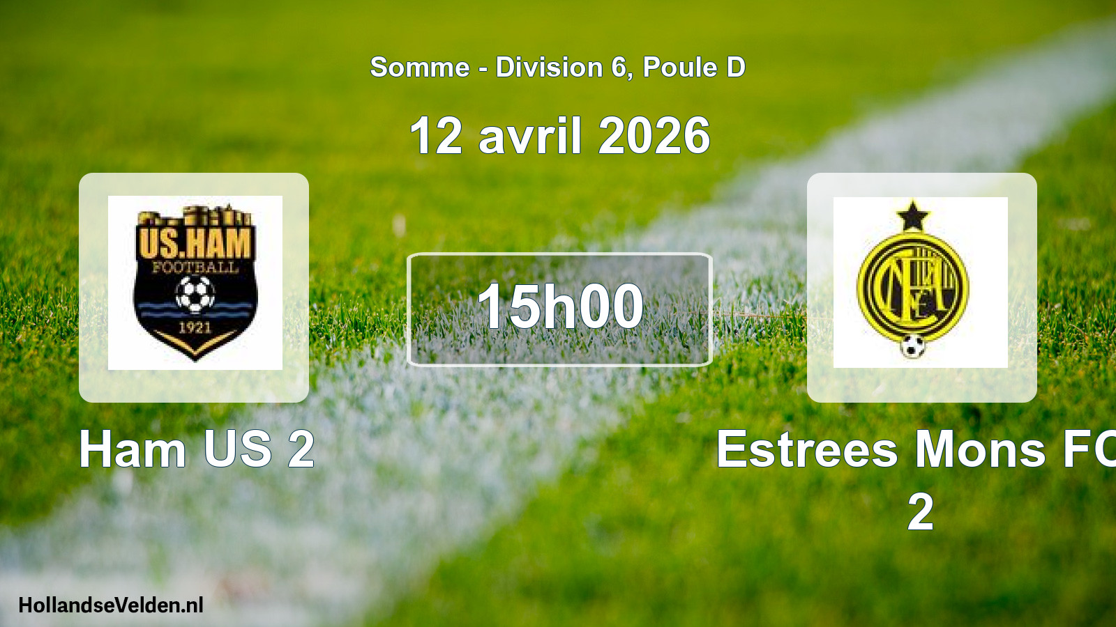 Match programmé: Ham US 2 - Estrees Mons FC 2 (12 avril 2026)