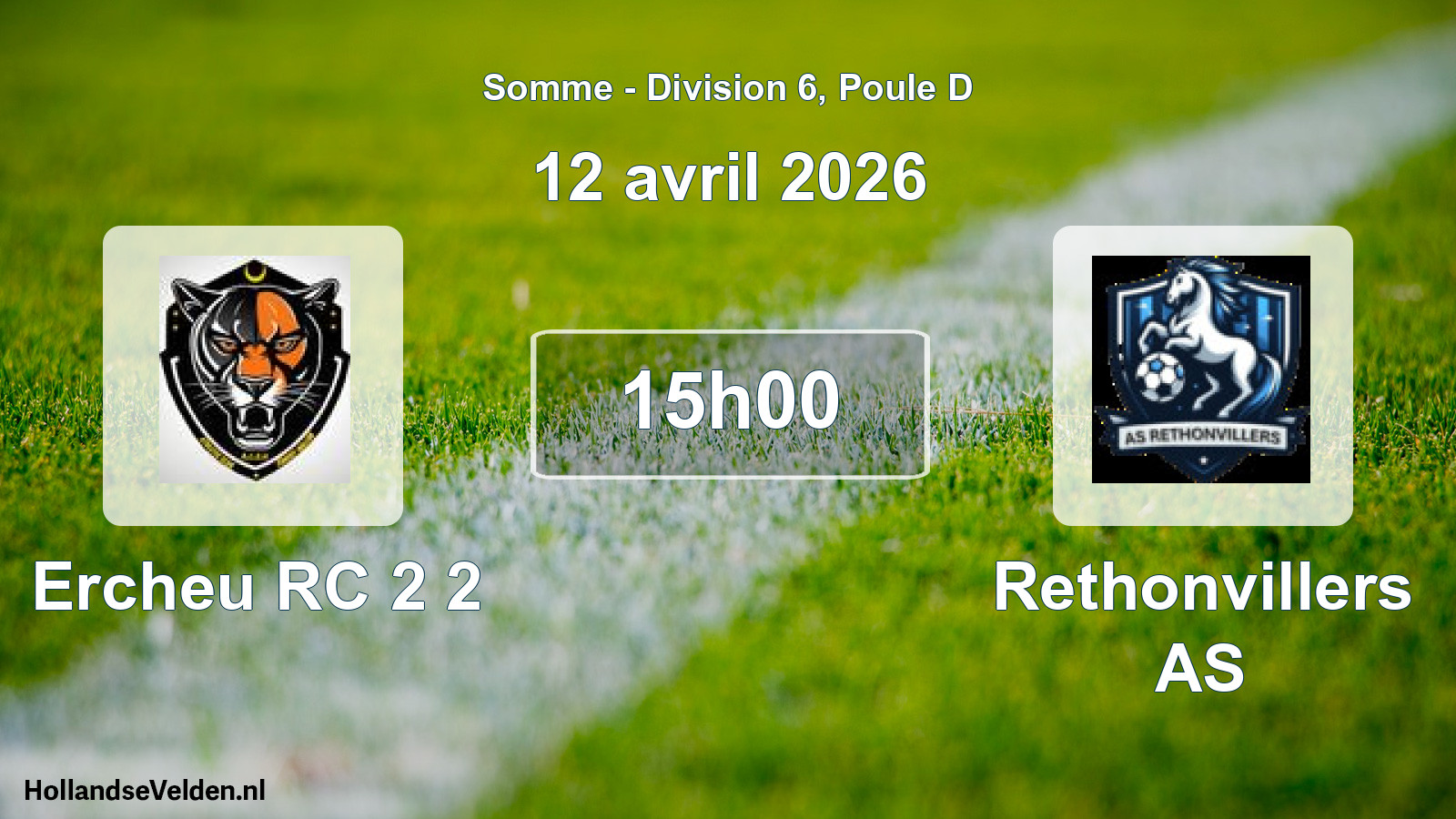 Match programmé: Ercheu RC 2 2 - Rethonvillers AS (12 avril 2026)