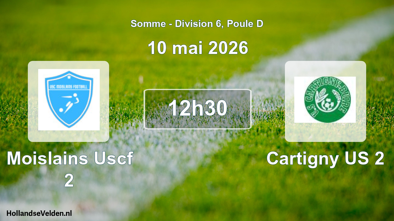 Match programmé: Moislains Uscf 2 - Cartigny US 2 (10 mai 2026)